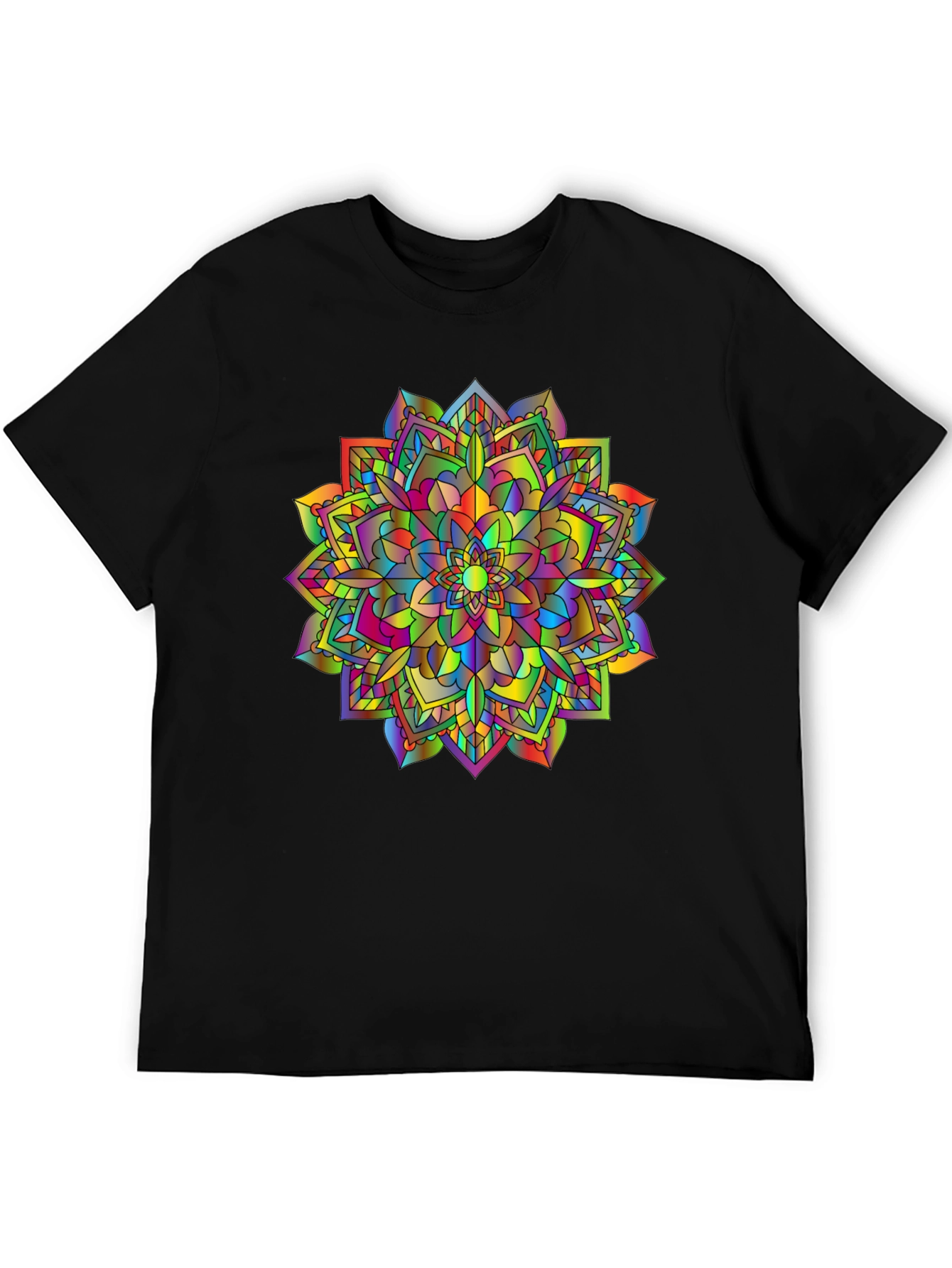 Black Rainbow Mandala T-Shirt - Vibrant Graphic Tee view 5