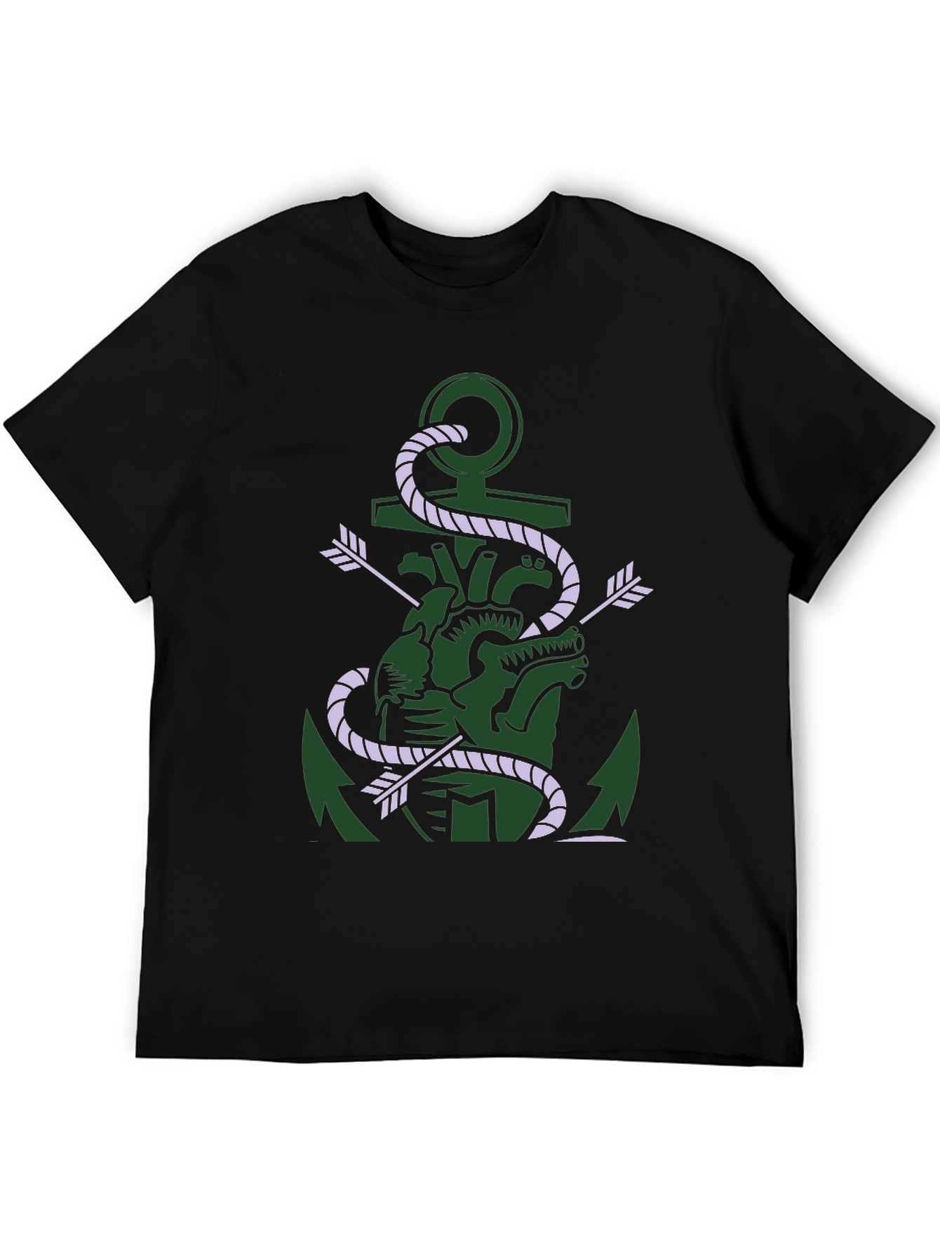 Black Anchor & Heart Graphic T-Shirt - Unique Design view 5