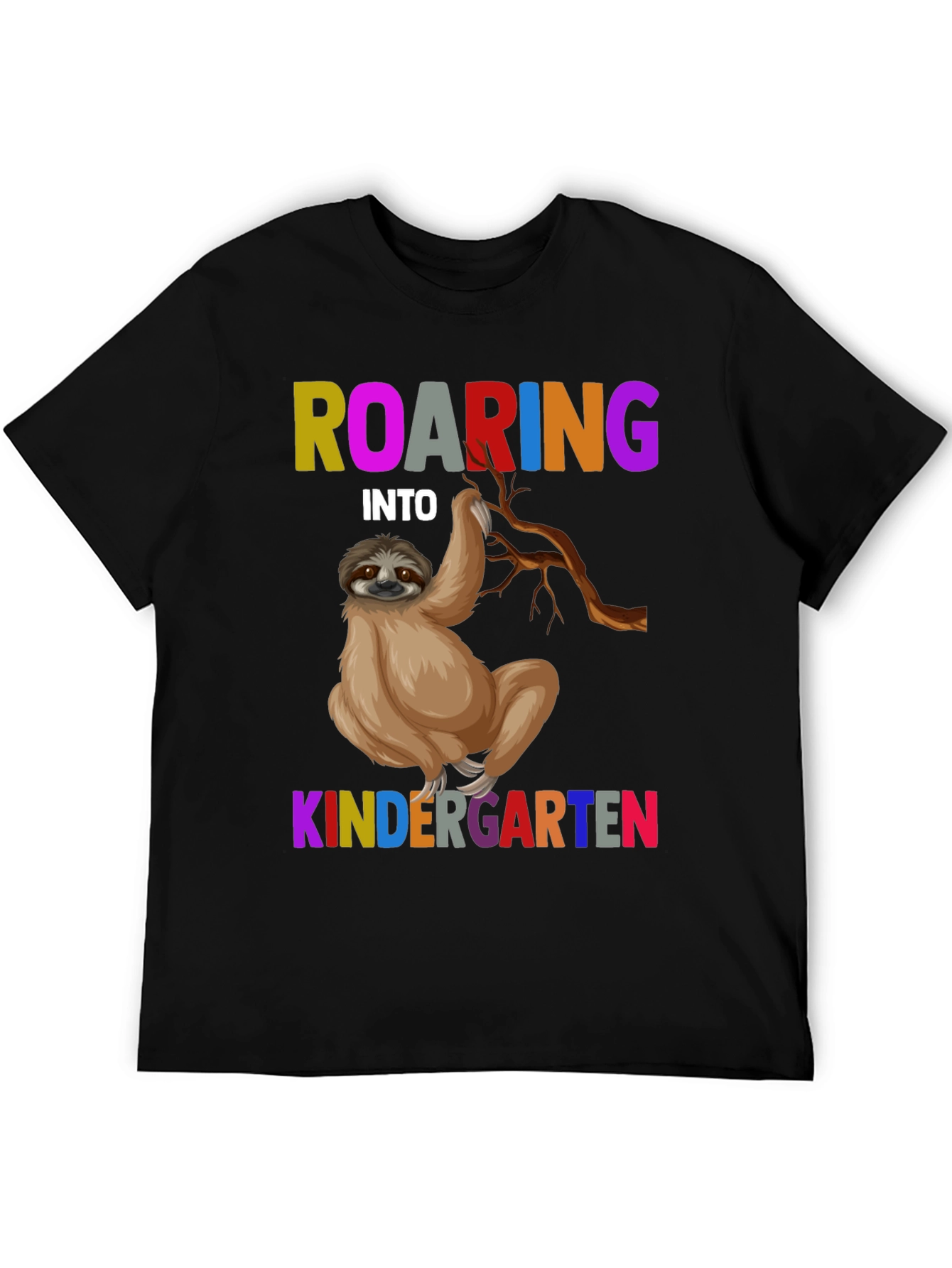 Black Roaring Into Kindergarten Sloth T-Shirt view 5