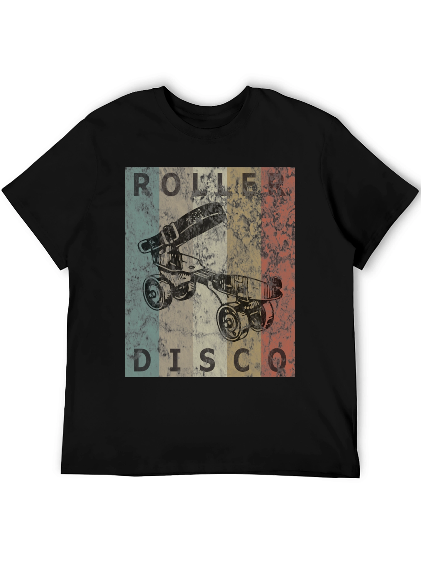 Black Retro Roller Disco T-Shirt - Vintage Skate Style view 5