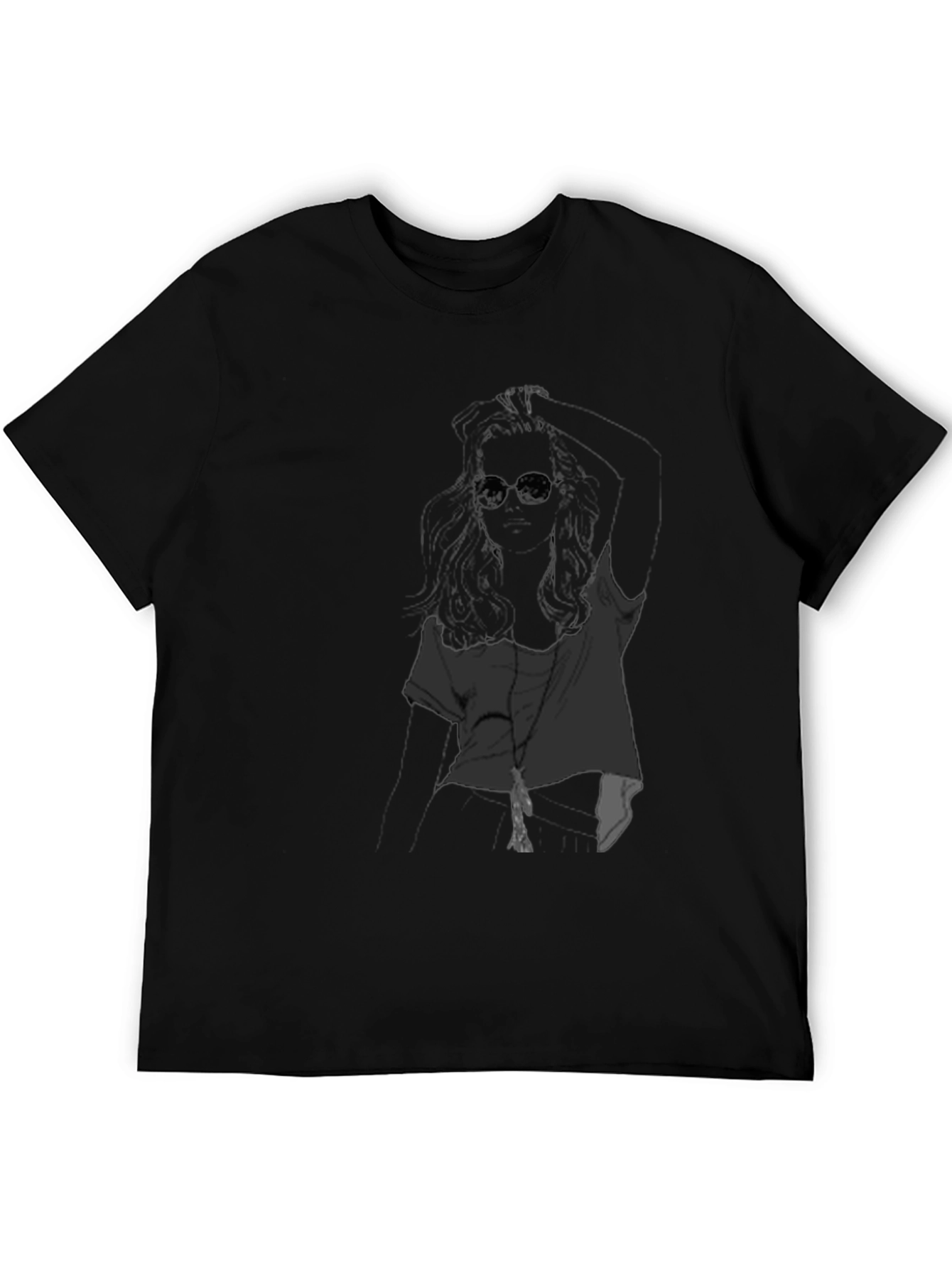 Black Cool Graphic Tee - Woman with Sunglasses Black T-Shirt view 5