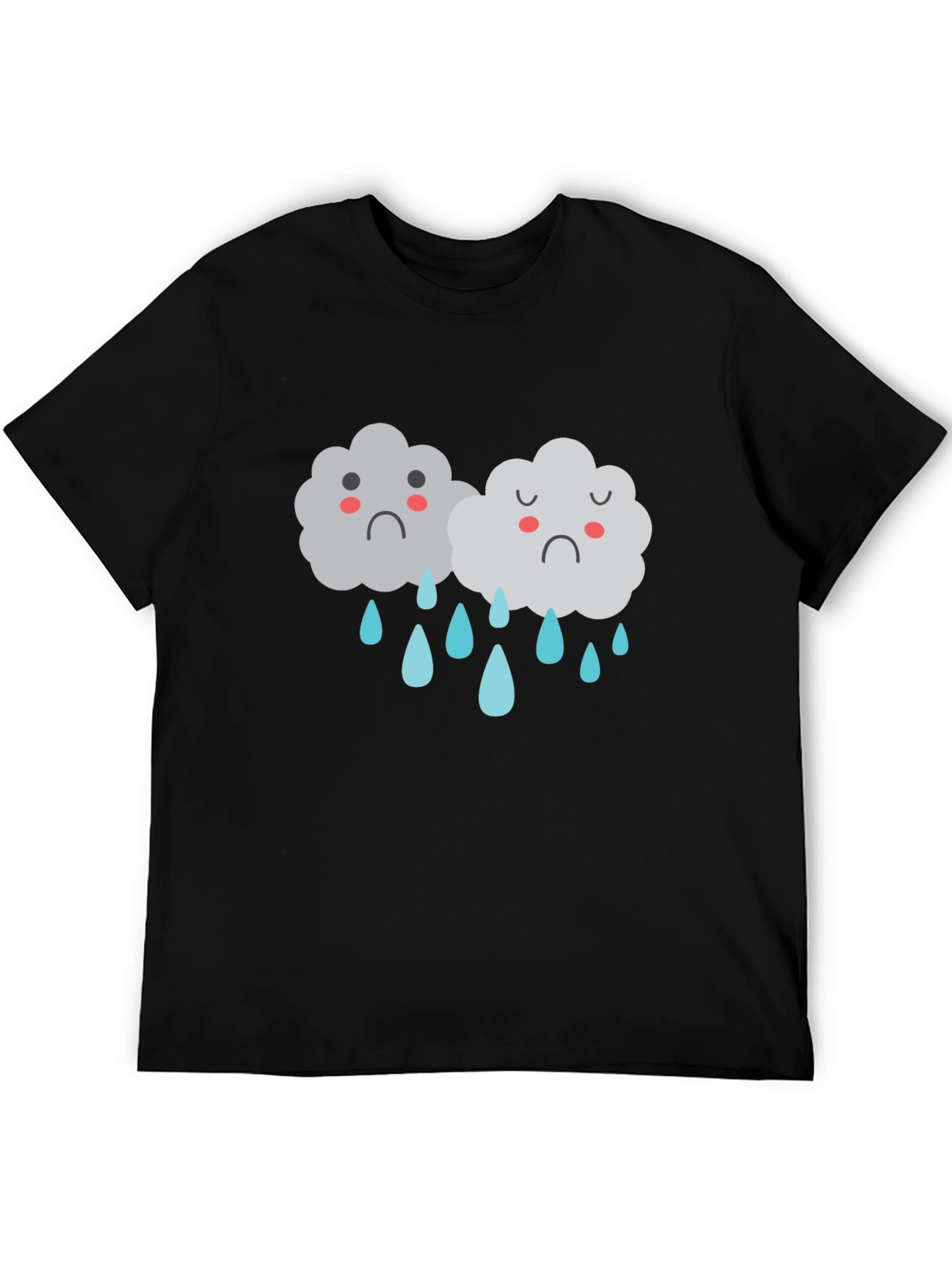 Black Sad Clouds Graphic Tee - Unisex Black T-Shirt view 5