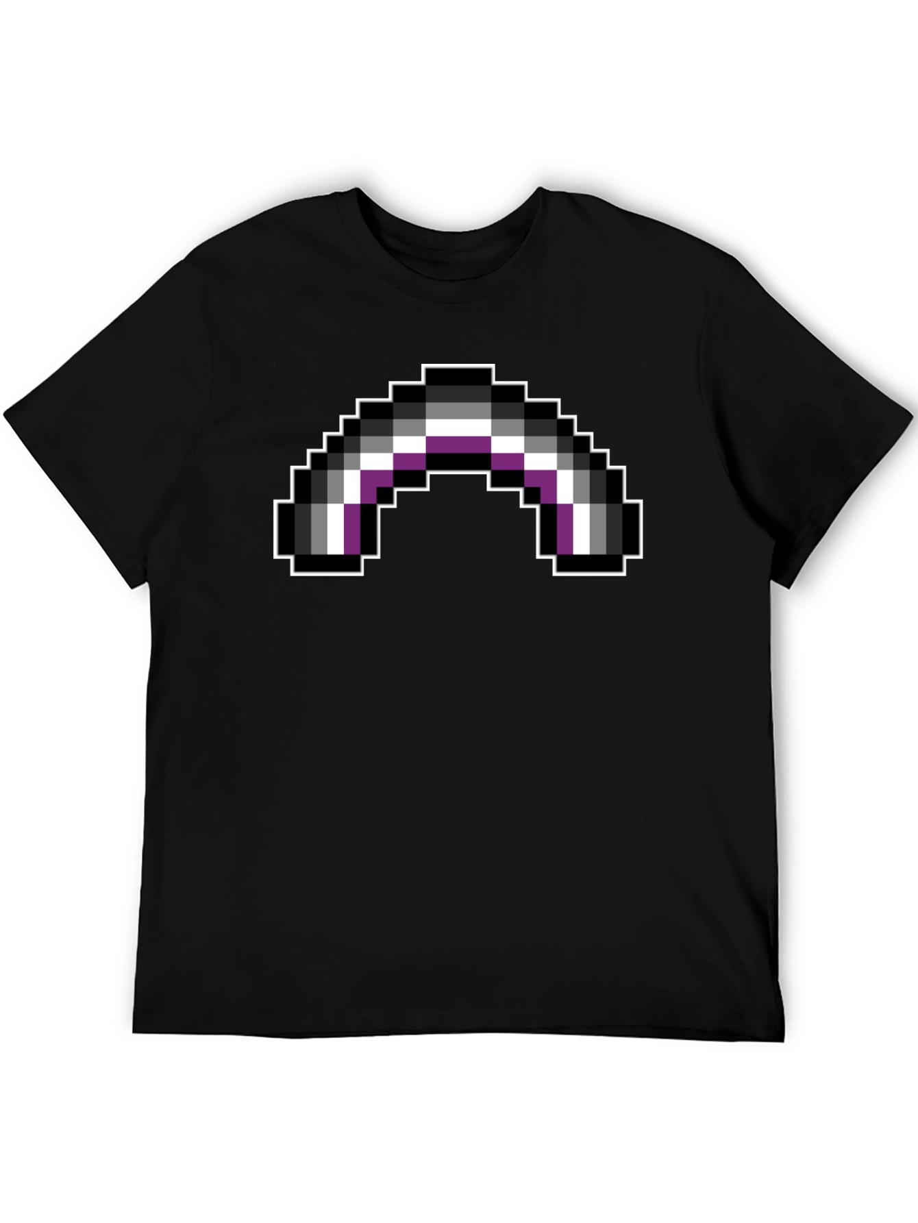 Black Asexual Pride Flag Pixel Art Black T-Shirt view 5