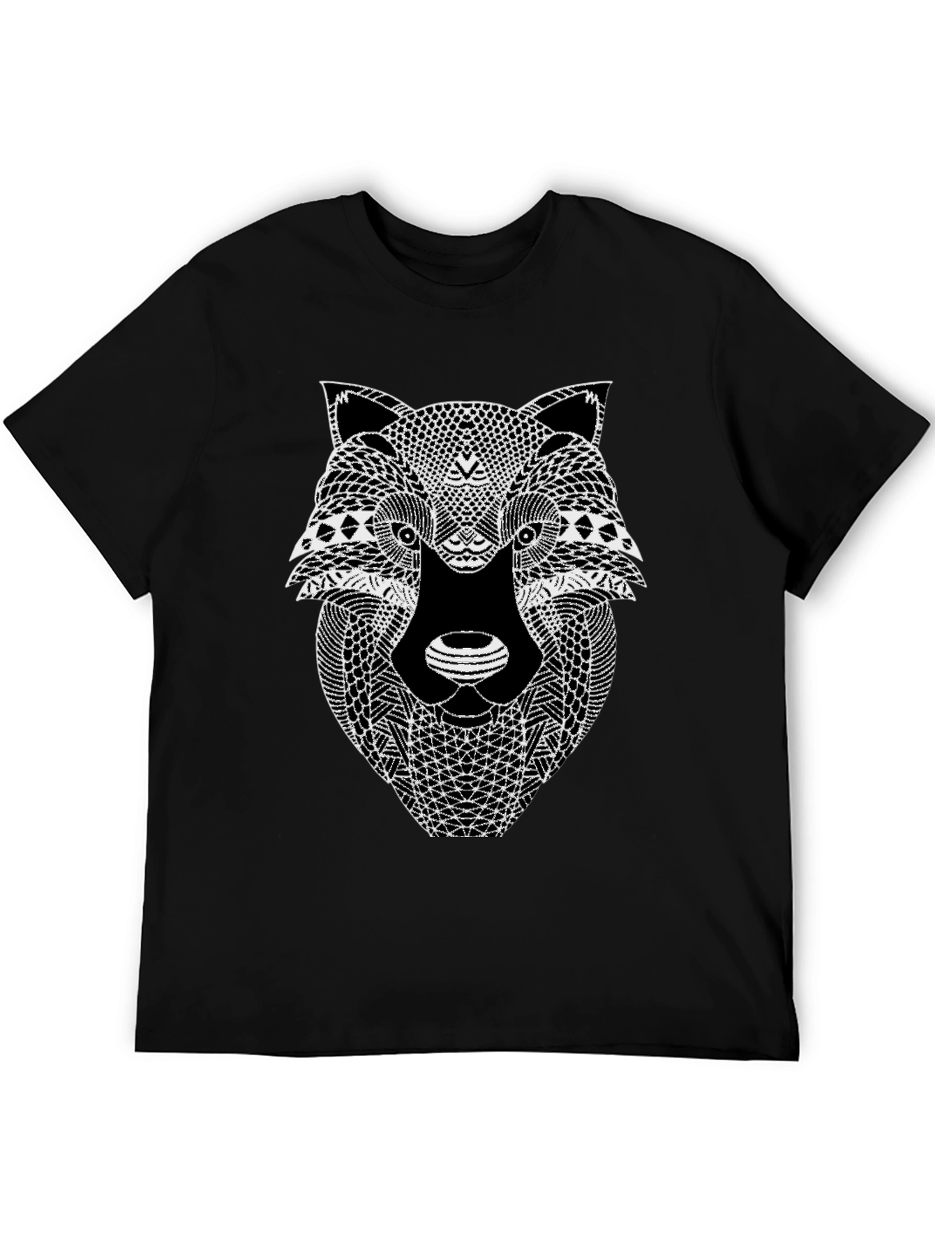 Black Wolf Graphic Print Men's Black T-Shirt view 5