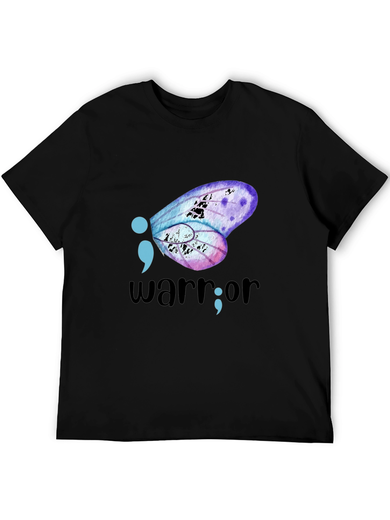 Black Semicolon Butterfly Warrior Graphic Tee view 5