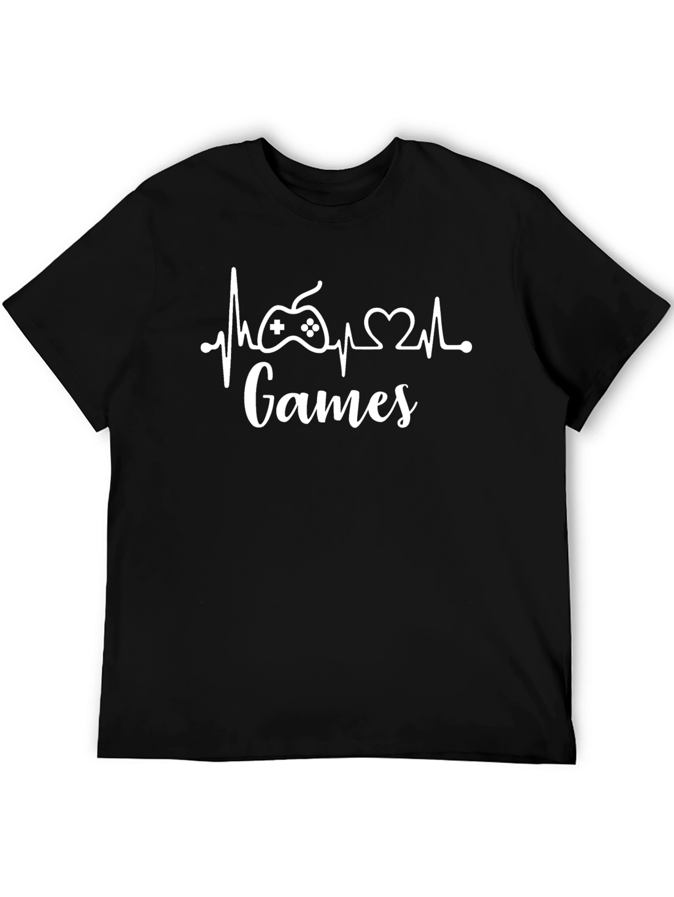 Black Gamer Heartbeat Black T-Shirt view 5