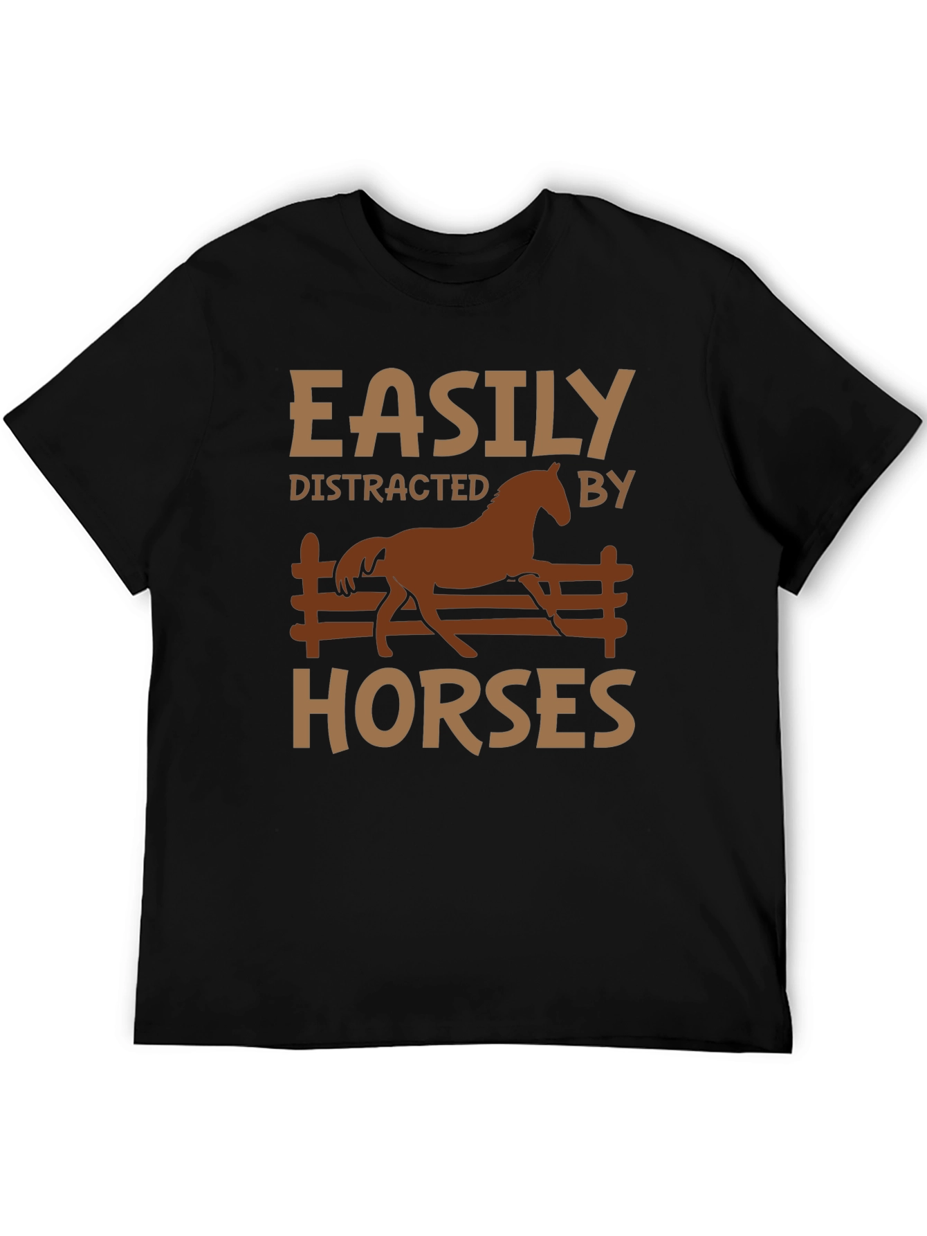 Black Easily Distracted By Horses Graphic T-Shirt view 5
