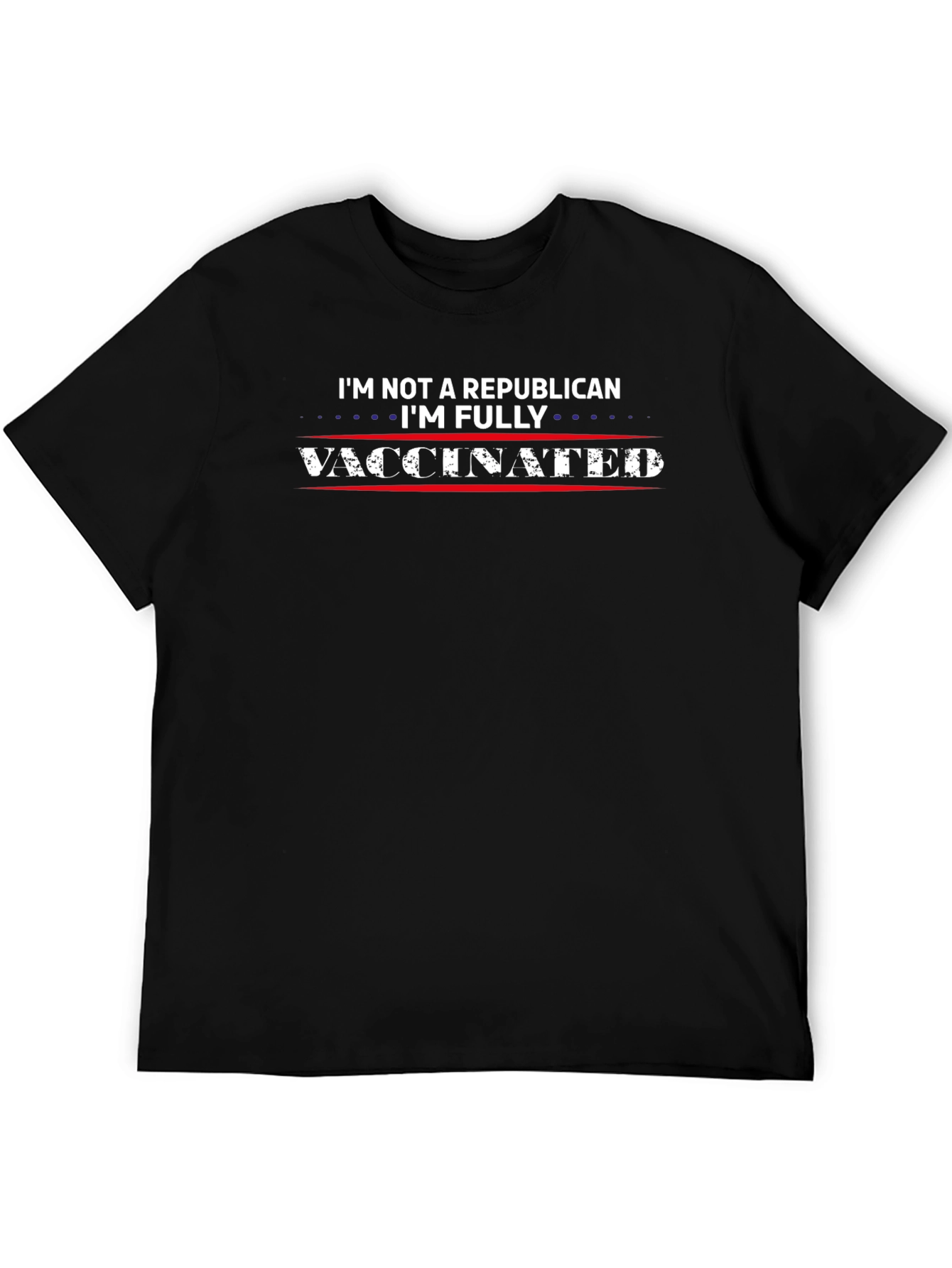 Black I'm Fully Vaccinated Black T-Shirt view 5