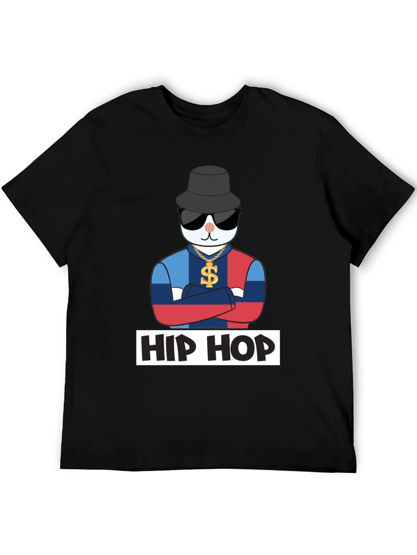 Black Hip Hop Cat T-Shirt, Fun Design view 5