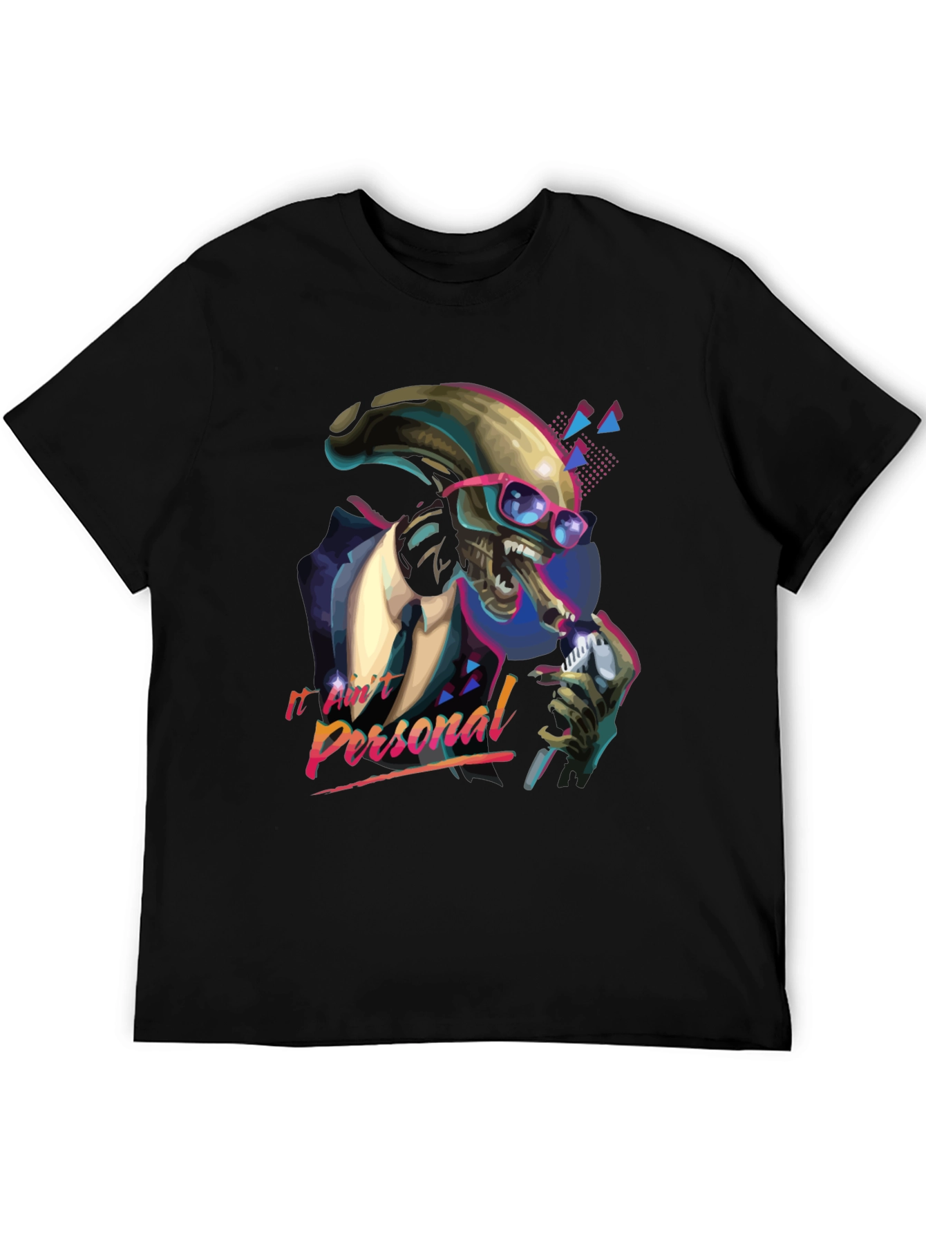 Black Retro Alien Suit T-Shirt - "It Ain't Personal" view 5