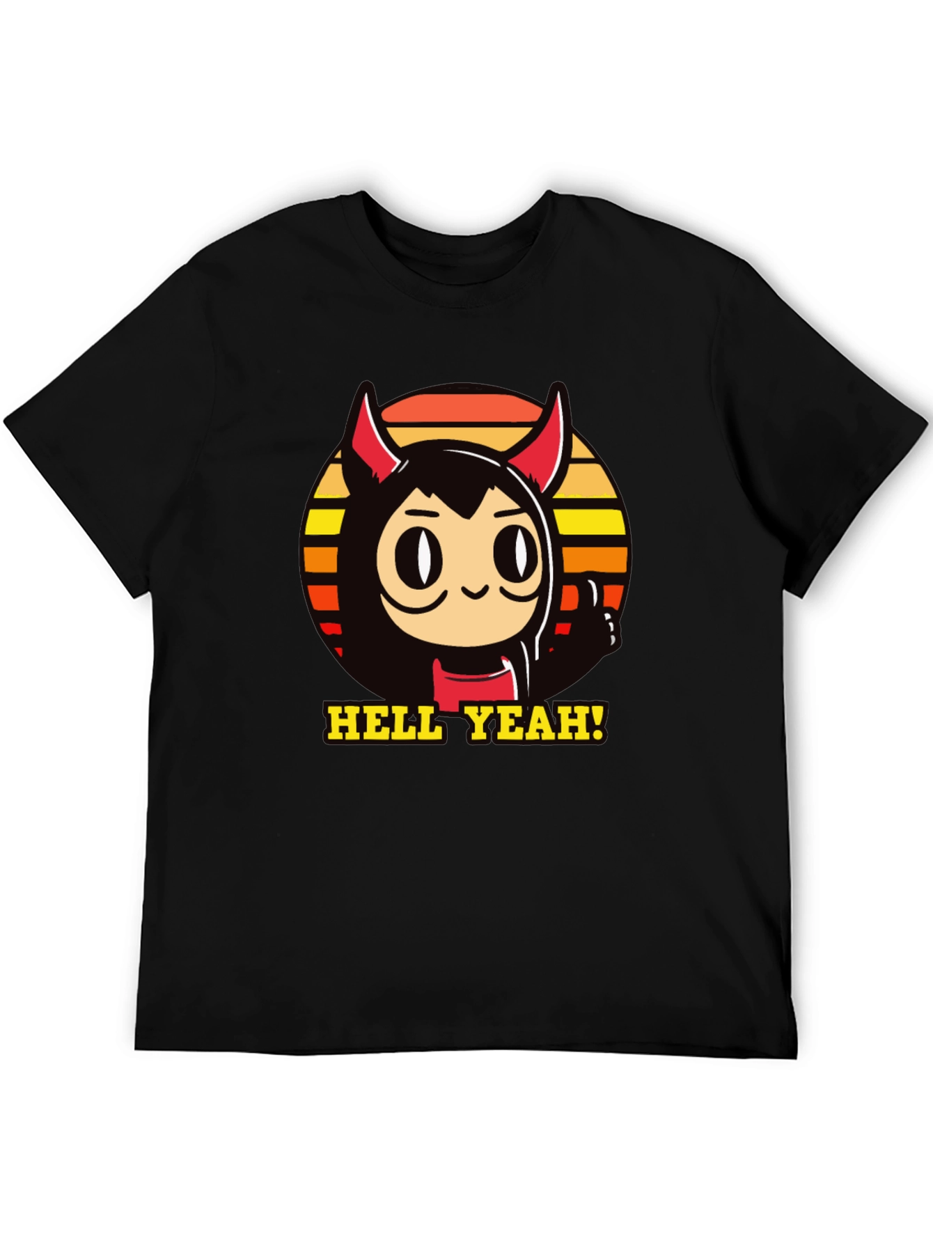 Black Hell Yeah Devil Cartoon Graphic Tee view 5