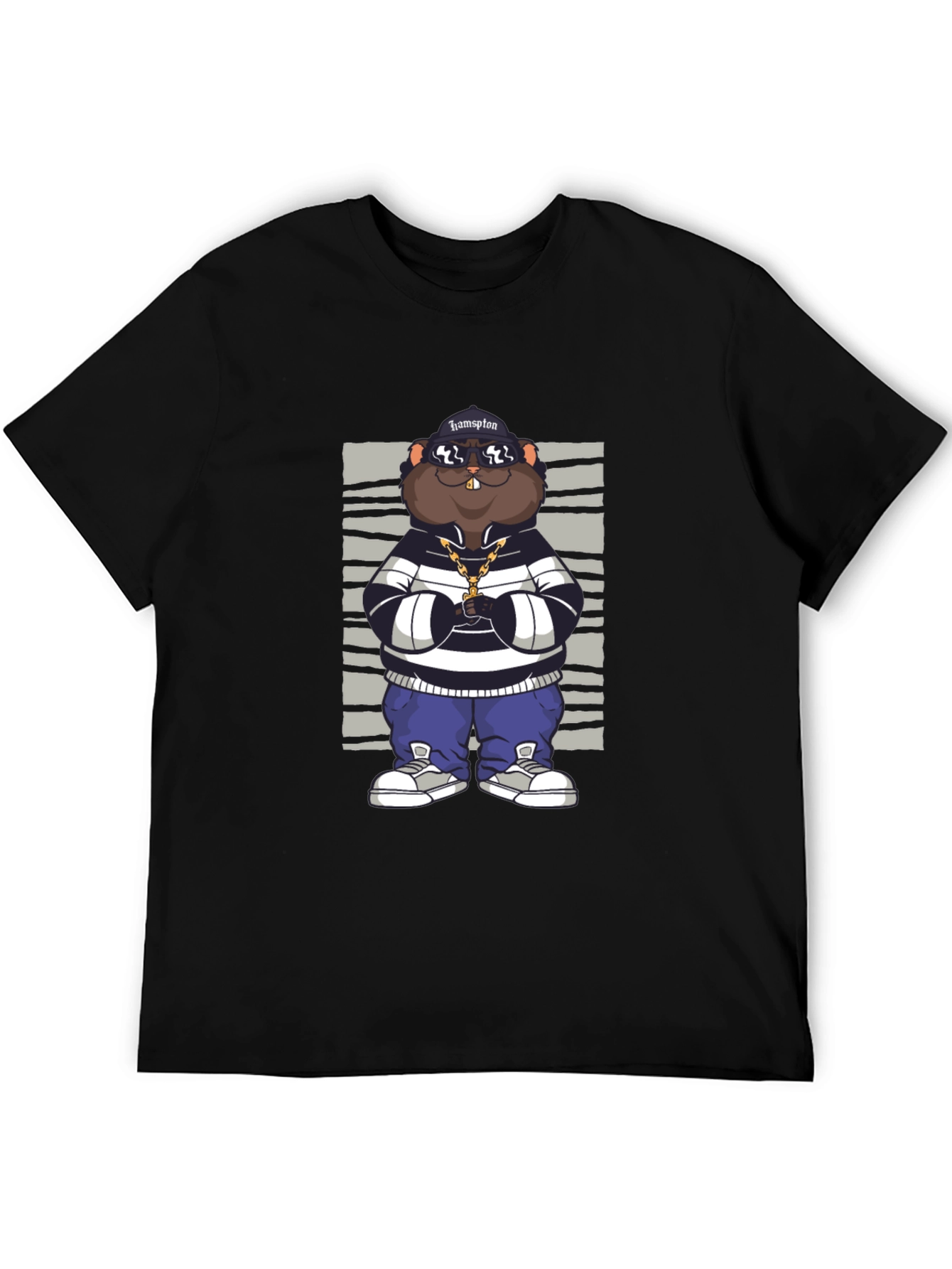 Black Funny Cartoon Animal Graphic Tee view 5