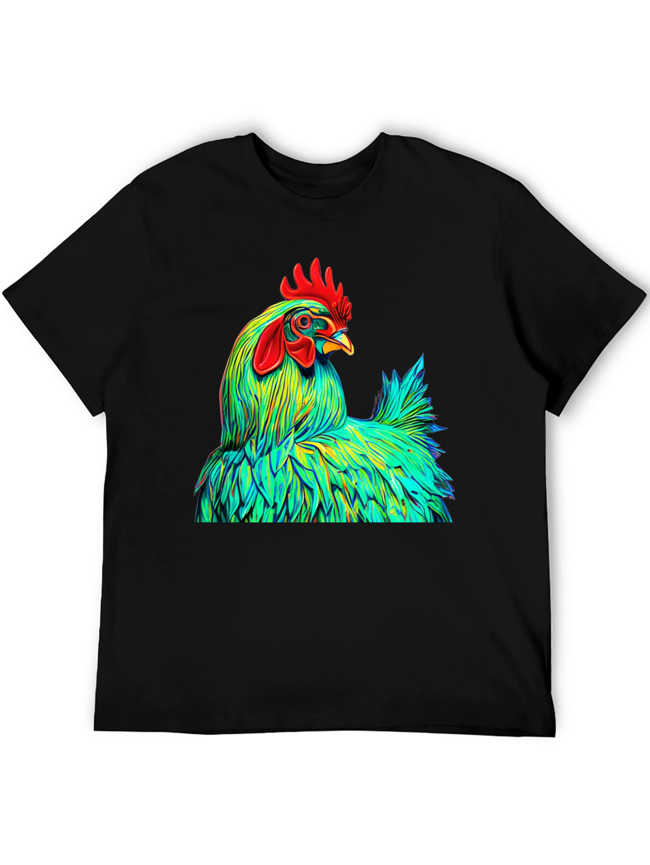 Black Vibrant Rooster Graphic Tee - Bold Style view 5