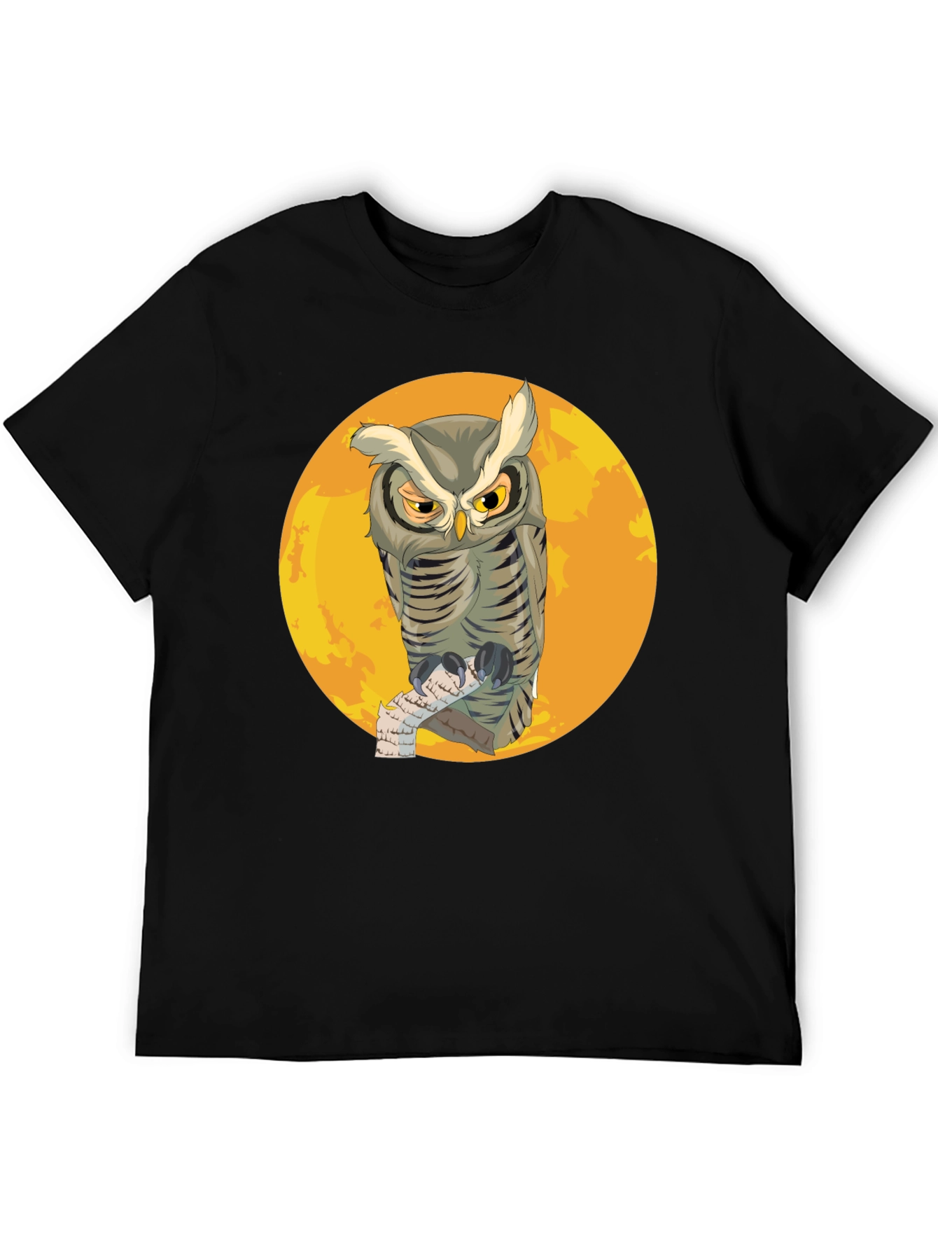 Black Owl & Moon Graphic Print Black T-Shirt view 5