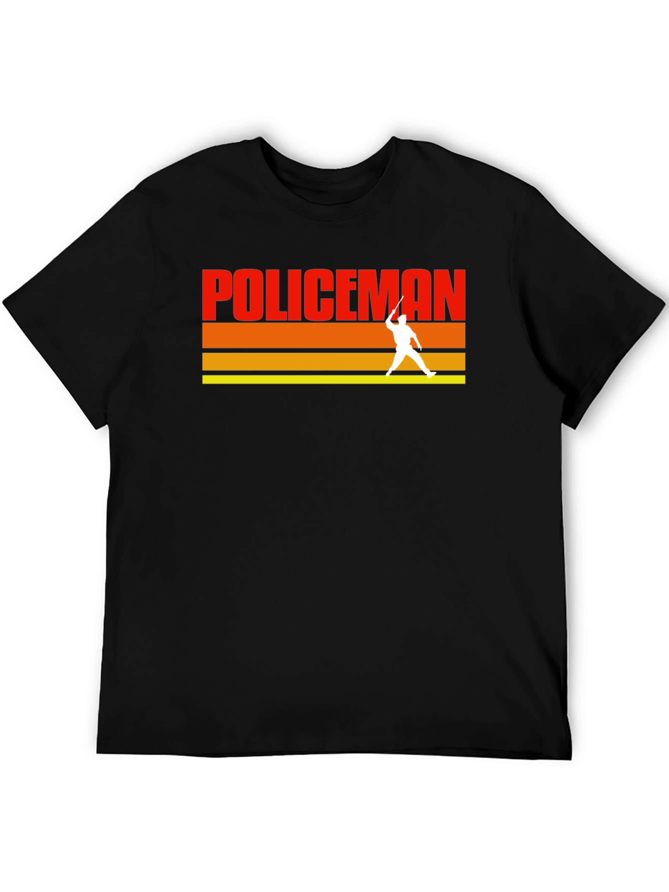 Black Vintage Policeman Silhouette T-Shirt view 5