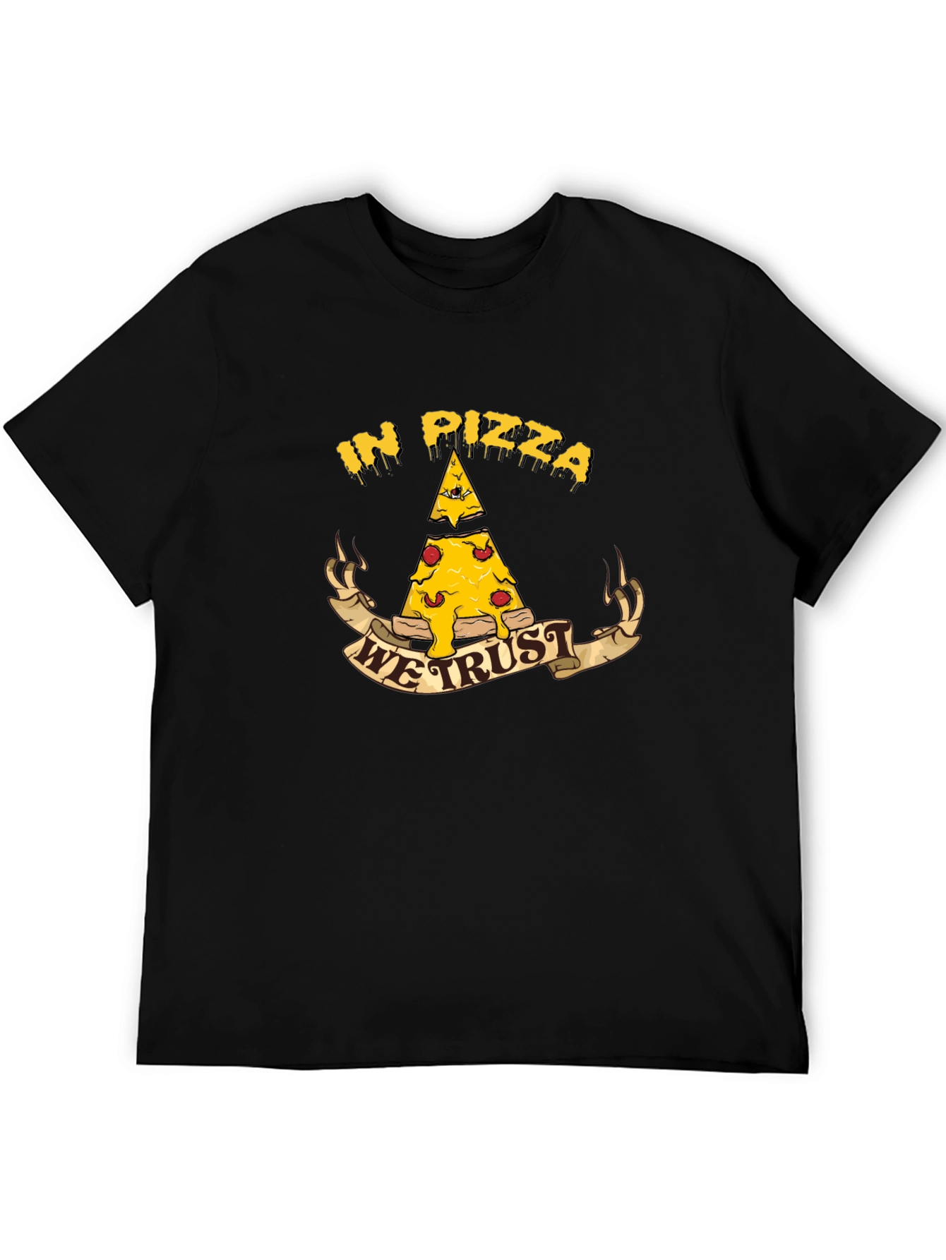 Black In Pizza We Trust T-Shirt - Funny Foodie Tee view 5