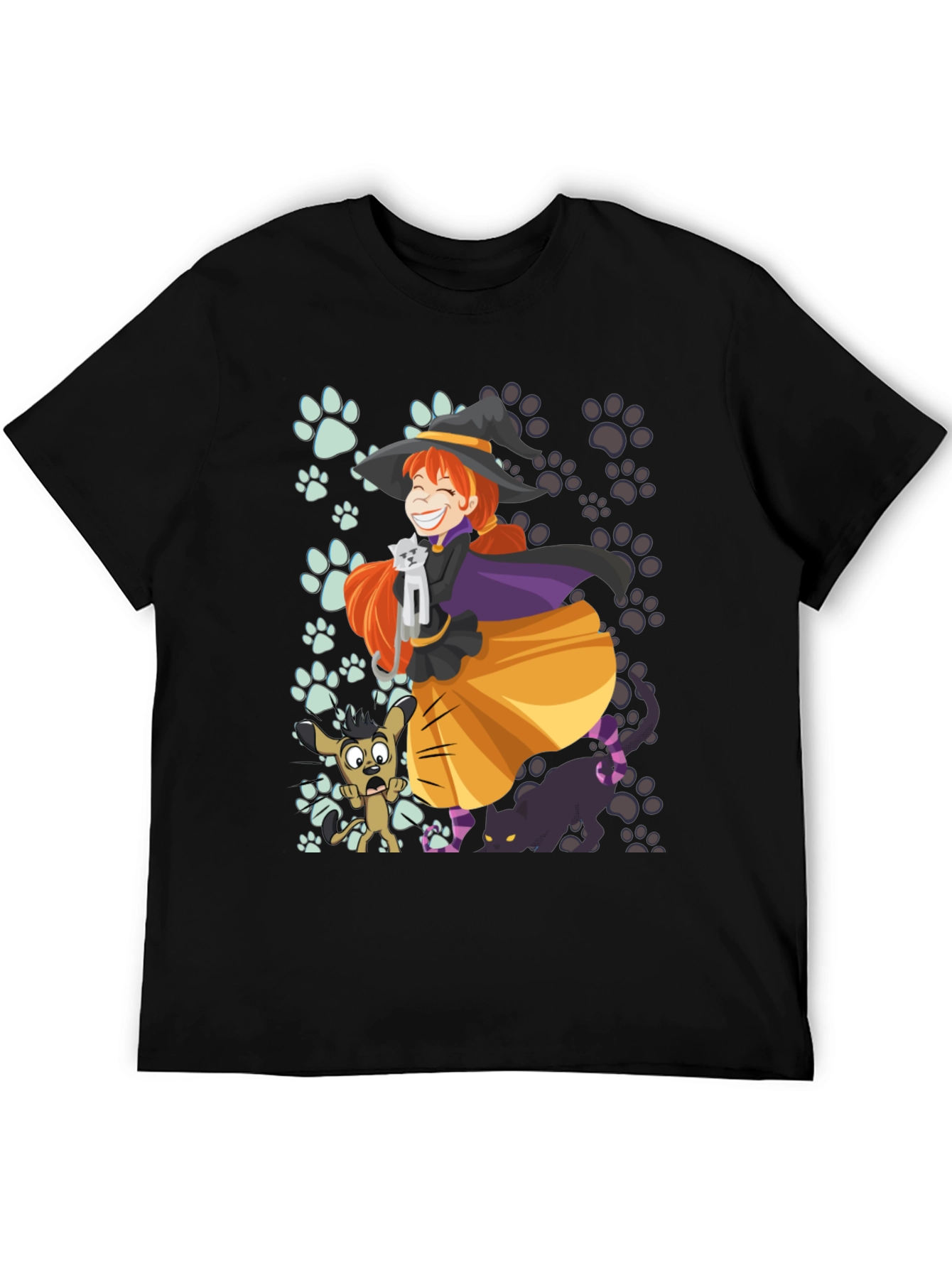 Black Witch and Pets T-Shirt view 5