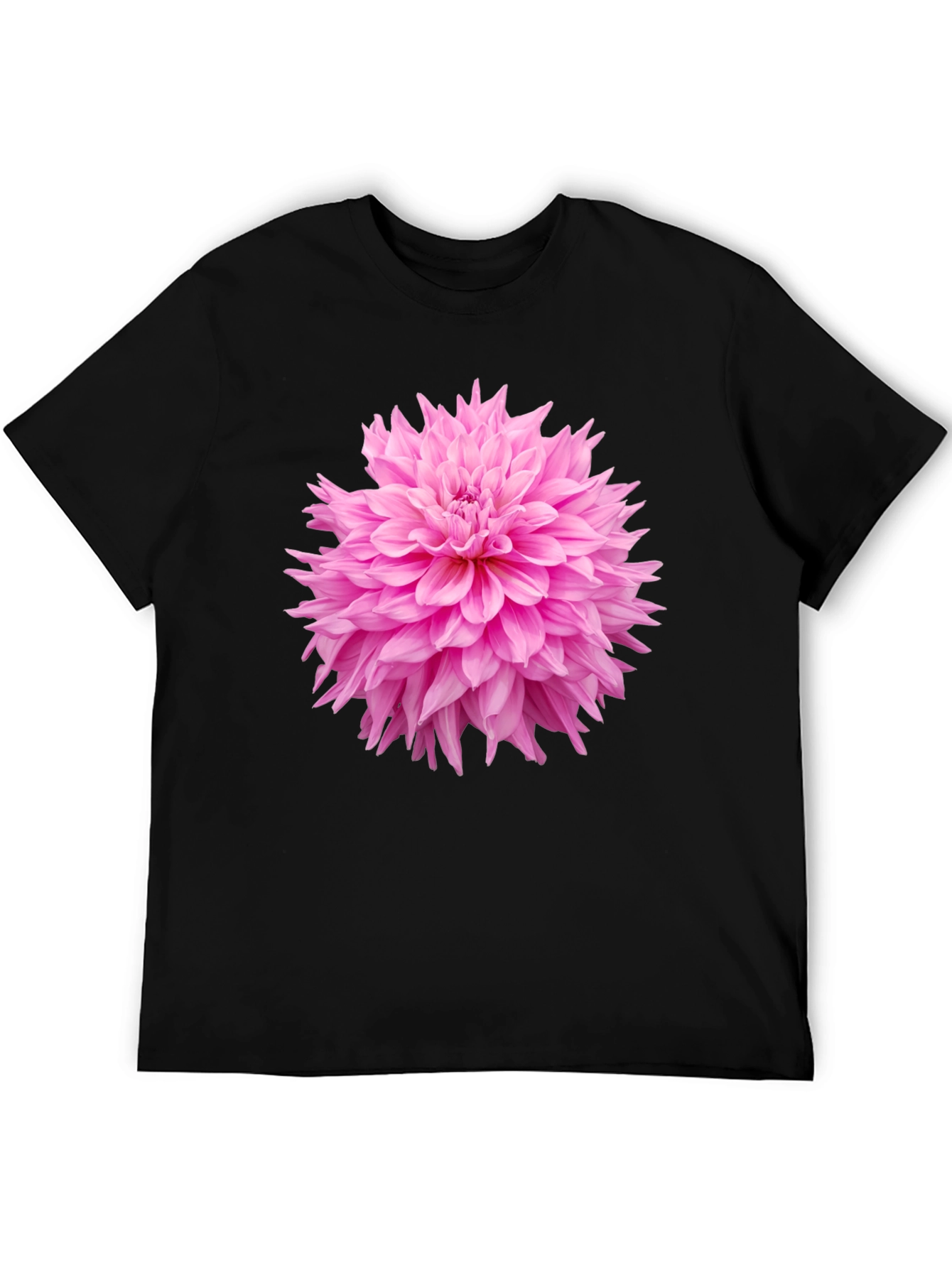 Black Black T-Shirt with Pink Flower Graphic view 5