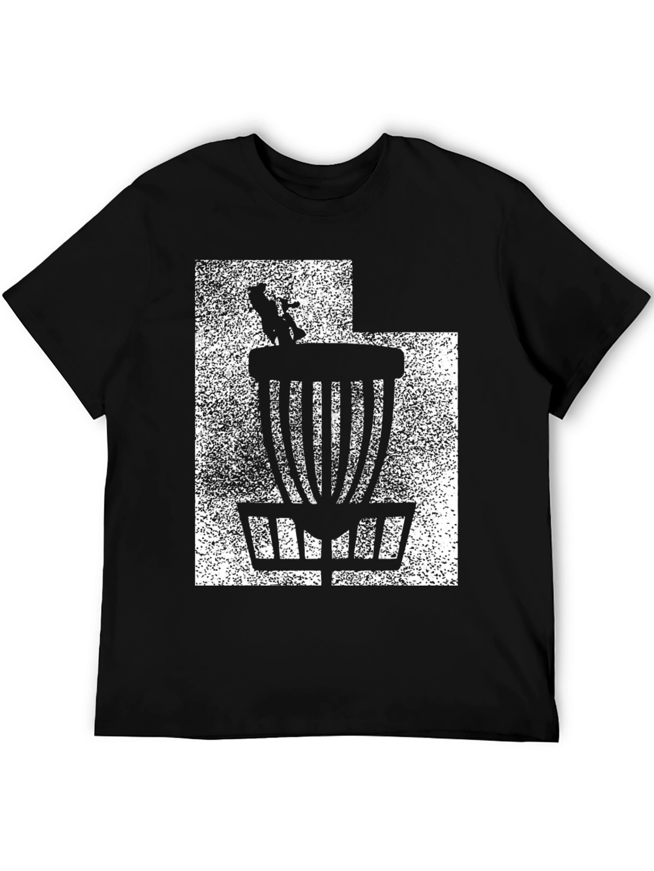 Black Disc Golf Basket Graphic T-Shirt view 5