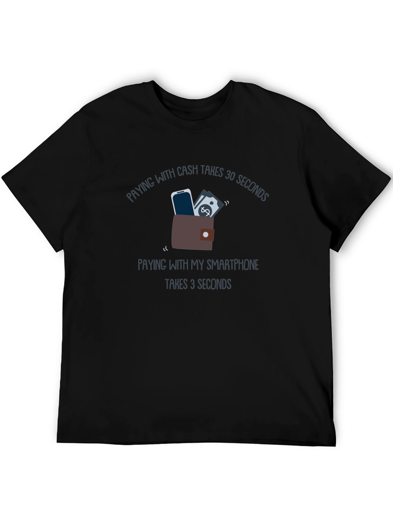 Black Cash vs. Smartphone T-Shirt - Fast Payment Style view 5