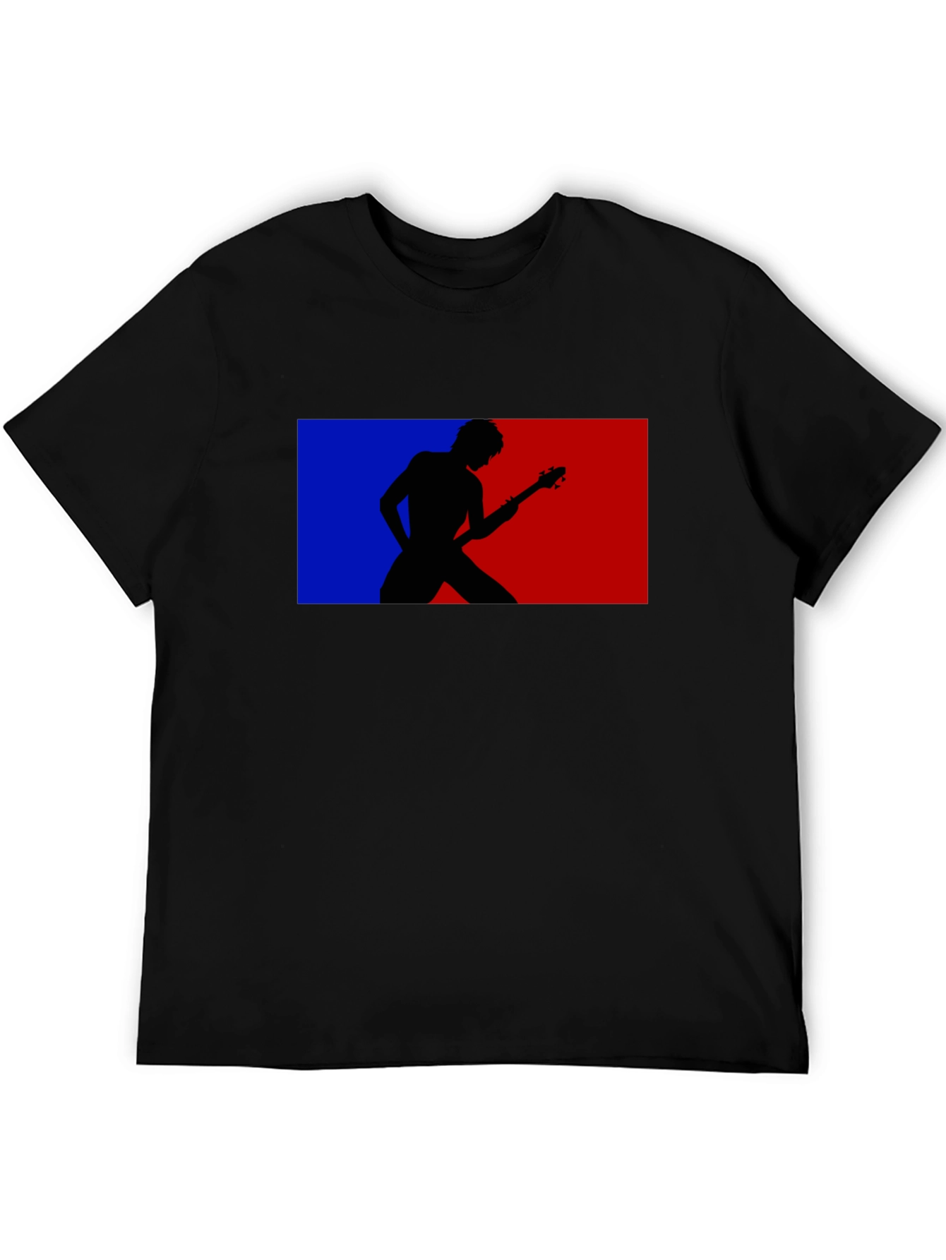 Black Retro Guitarist Tee - Black Graphic T-Shirt view 5