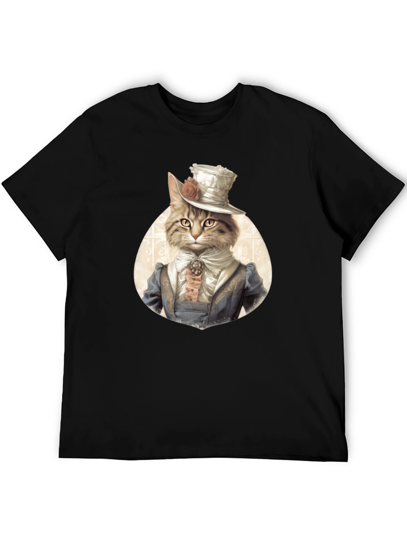 Black Steampunk Cat T-Shirt - Unique Design view 5