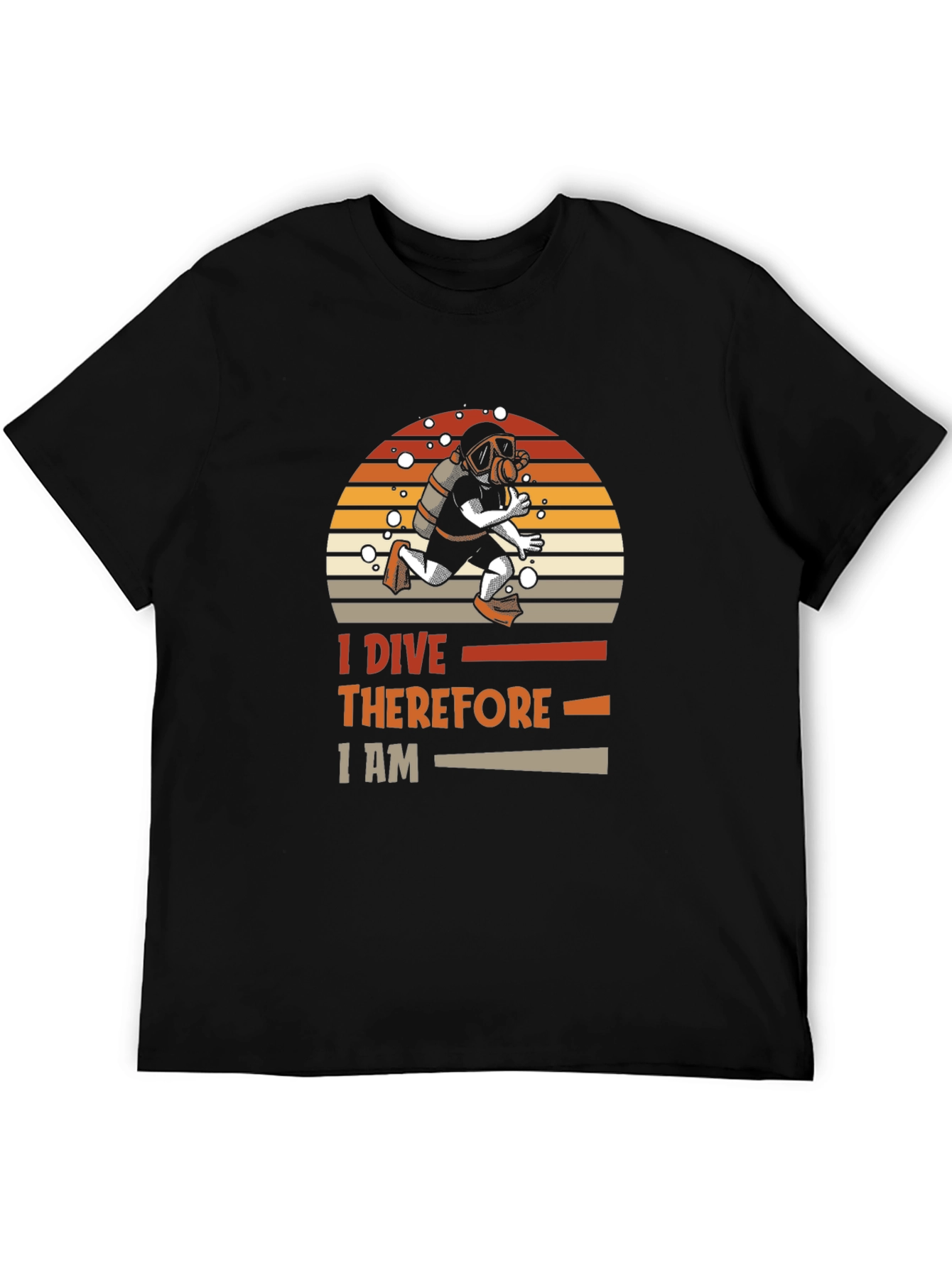 Black I Dive Therefore I Am Graphic T-Shirt view 5