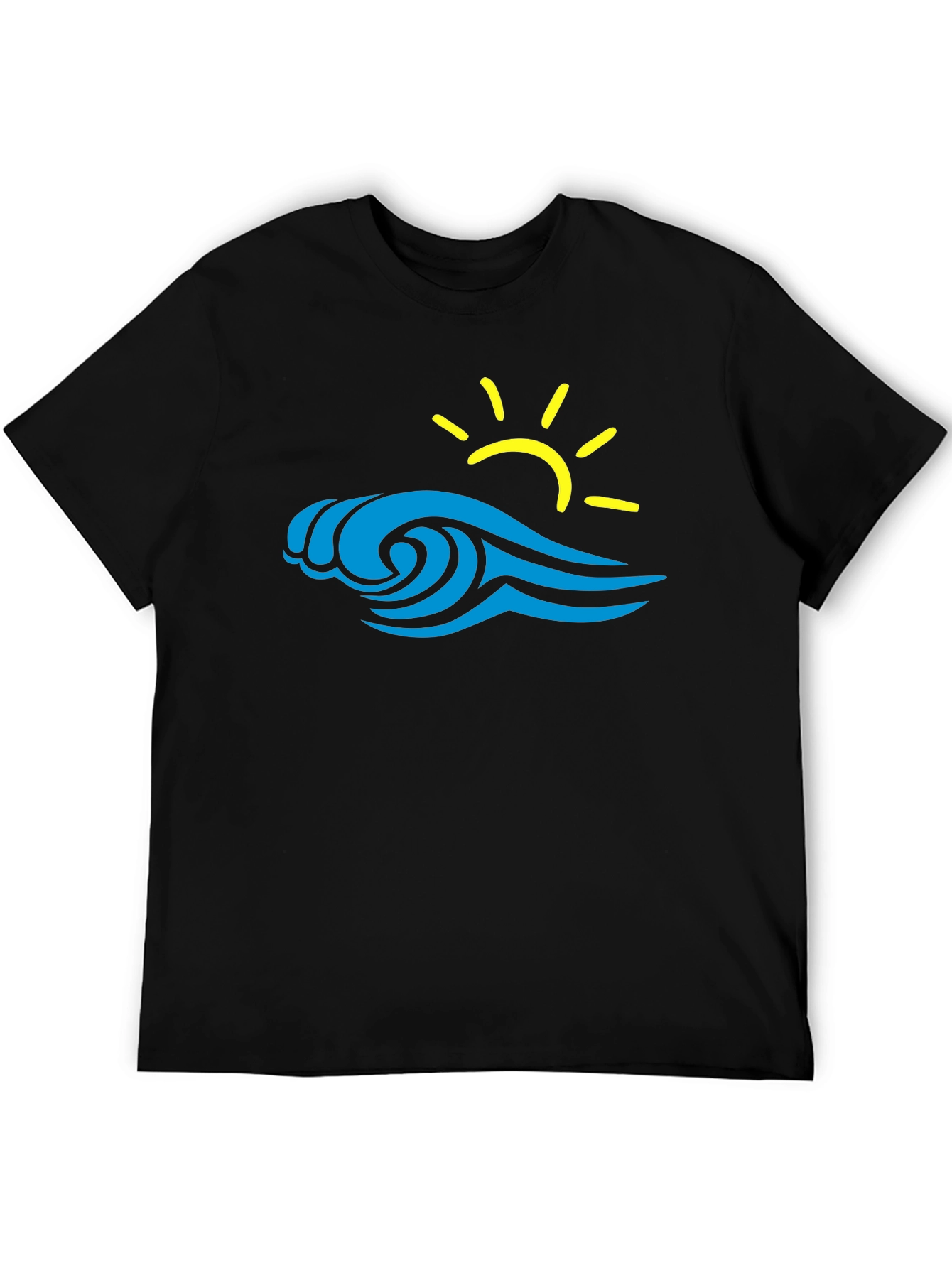 Black Wave & Sun Graphic Tee - Black view 5