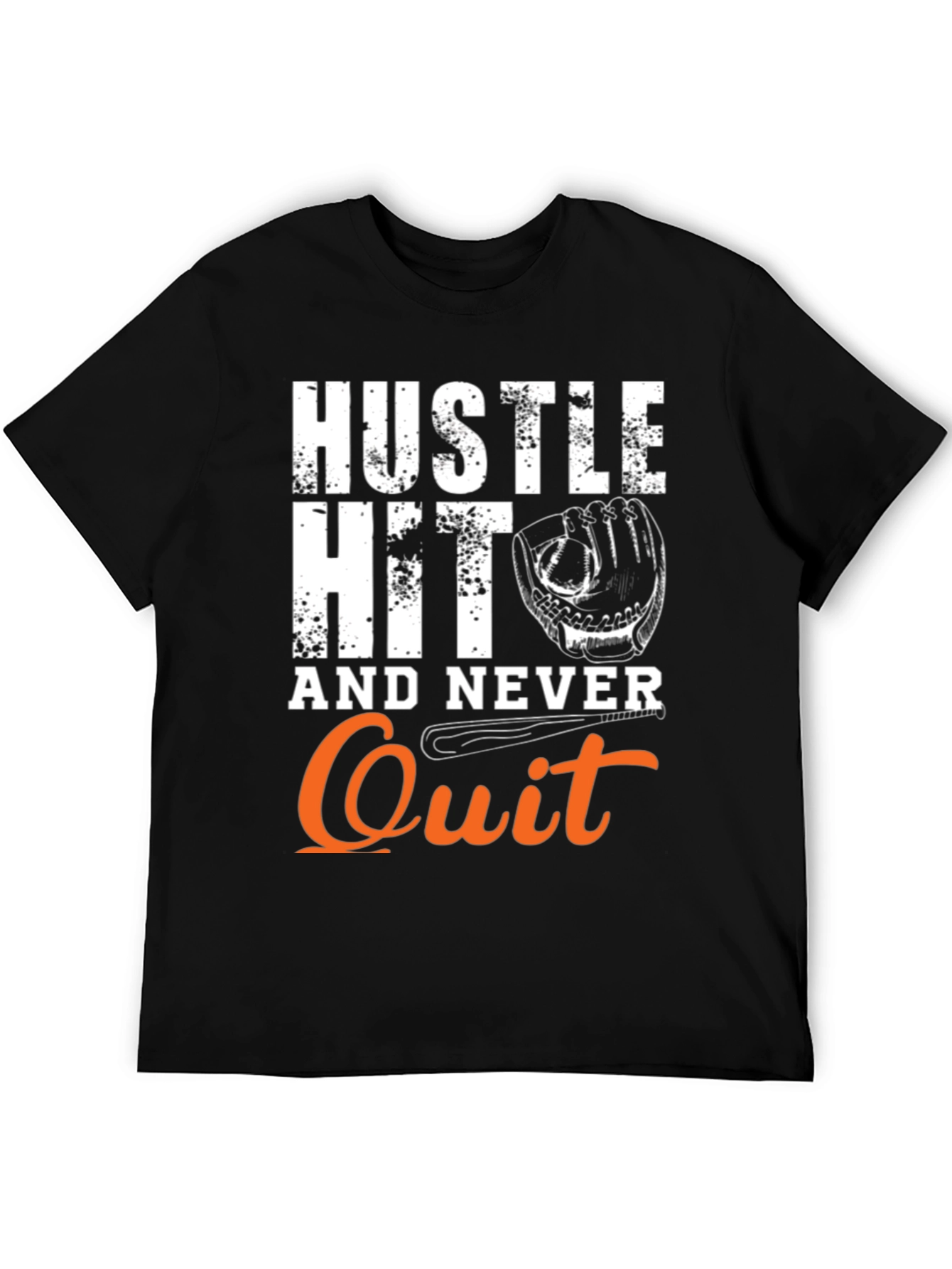 Black Hustle Hit Never Quit Baseball T-Shirt view 5