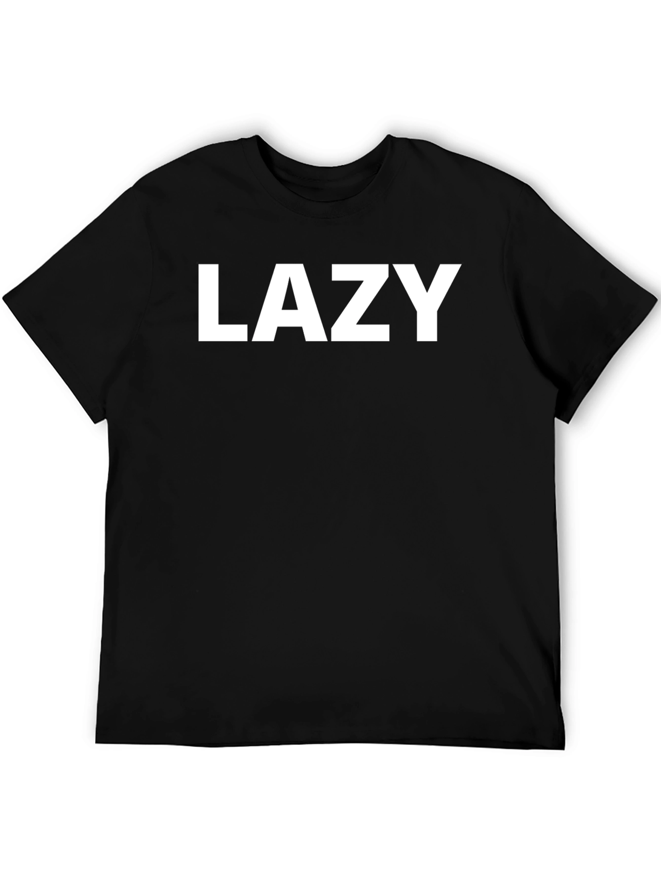 Black Men's "Lazy" Graphic Tee - Casual Black T-Shirt view 5