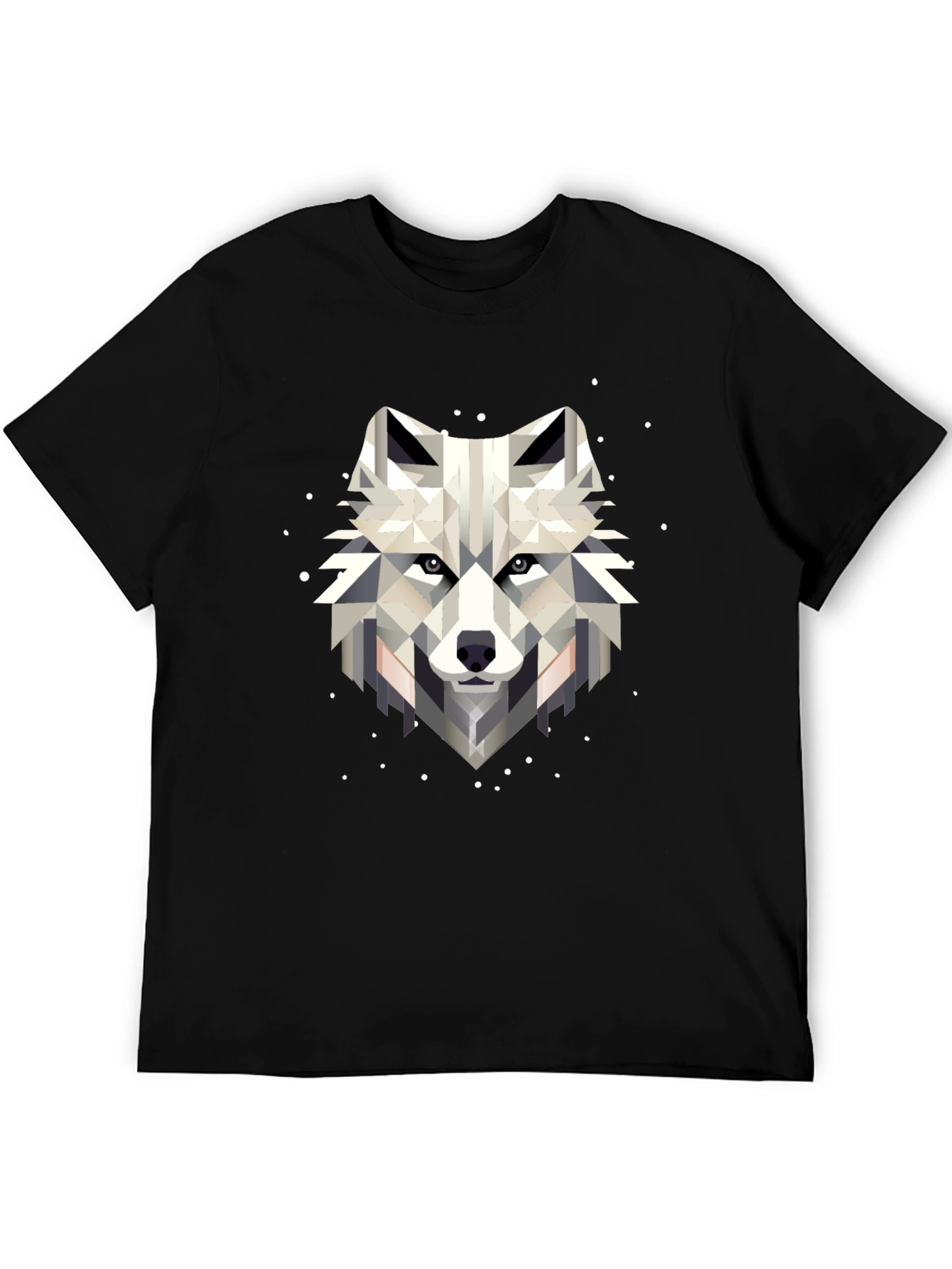 Black Geometric Wolf Graphic Black T-Shirt view 5