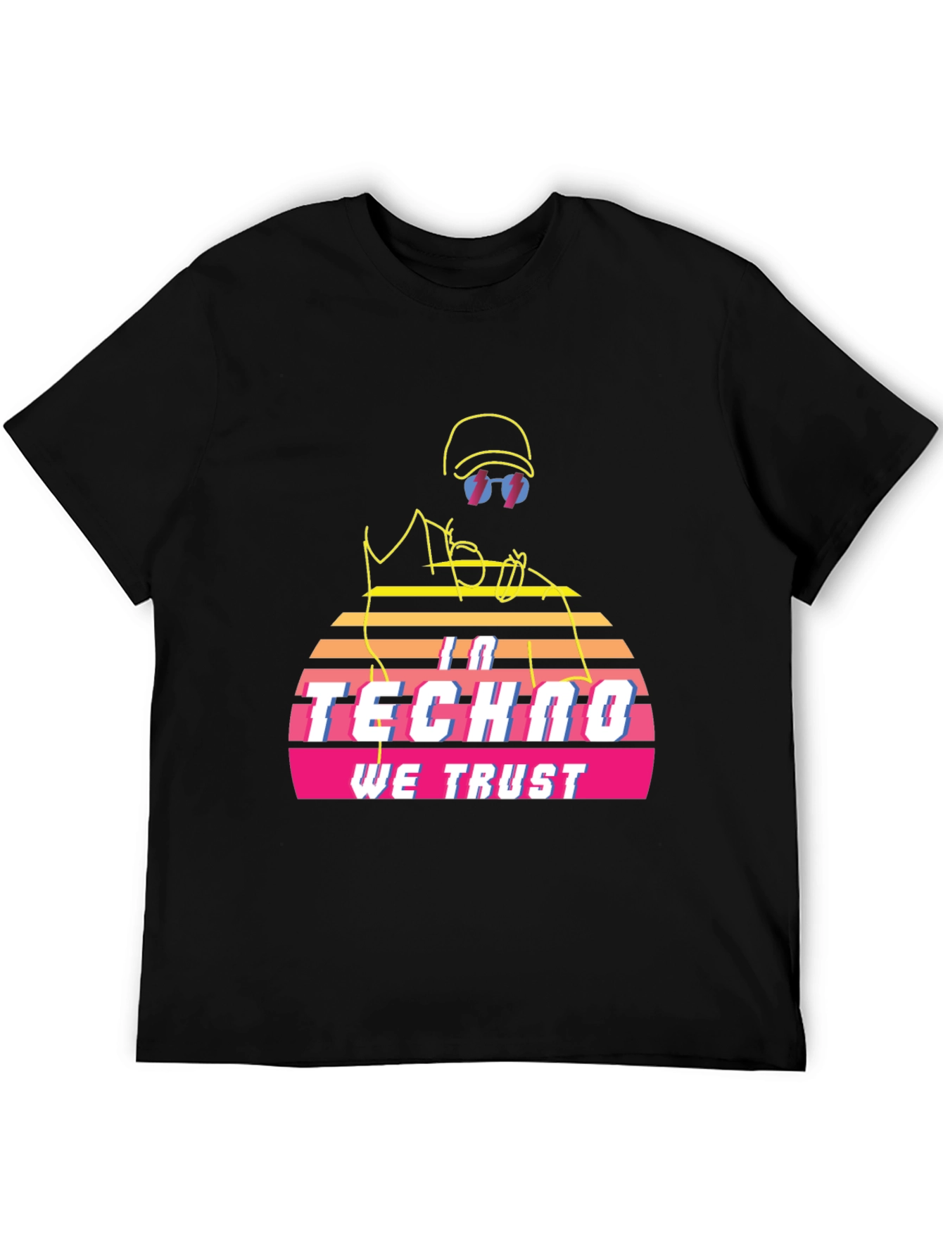 Black In Techno We Trust Retro T-Shirt - Black view 5