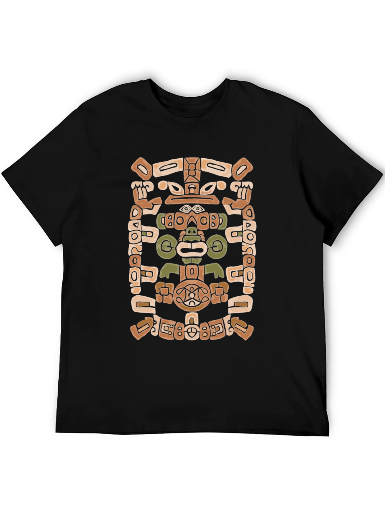 Black Aztec Glyph Black T-Shirt view 5