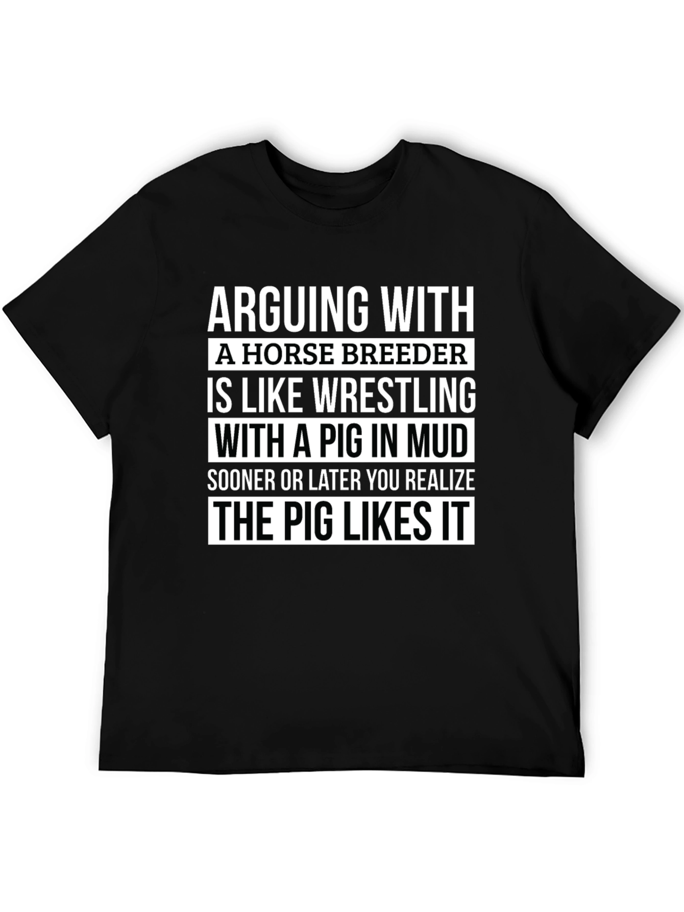 Black Horse Breeder Pig Mud Wrestling T-Shirt view 5