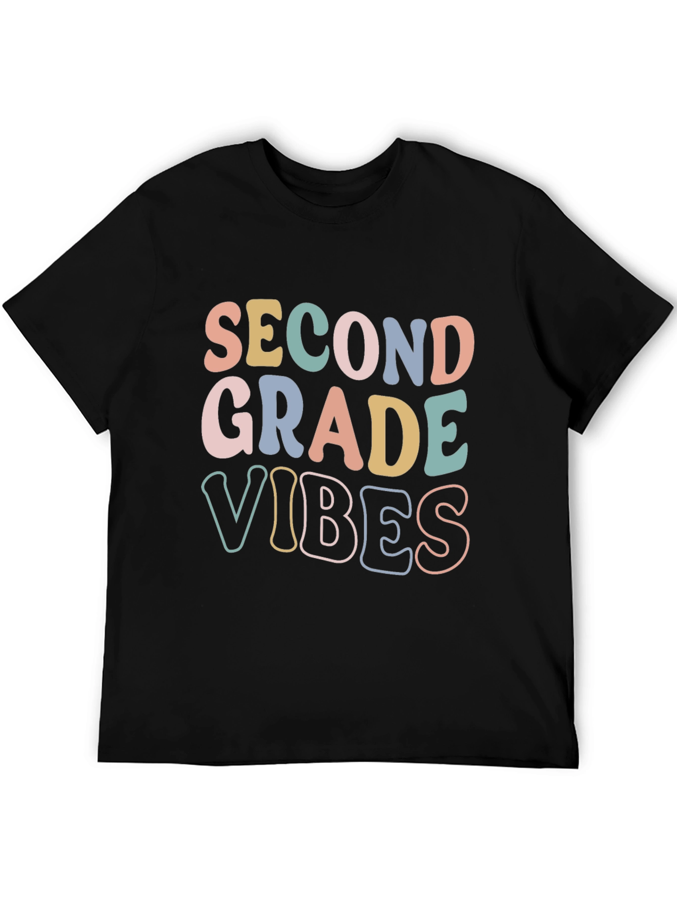 Black Second Grade Vibes Graphic T-Shirt view 5