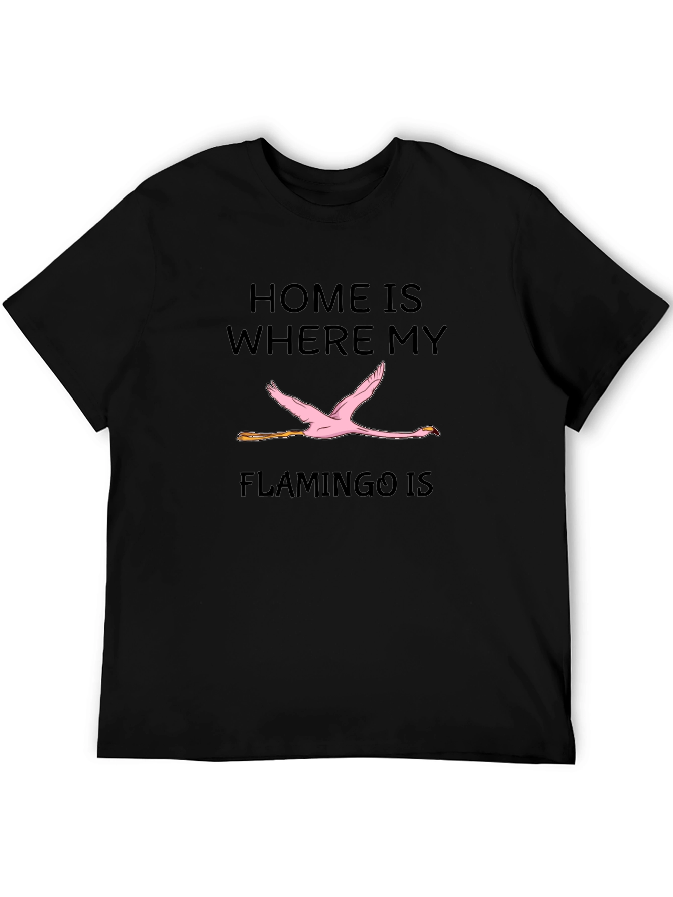 Black Home is Where My Flamingo Is Graphic Tee view 5