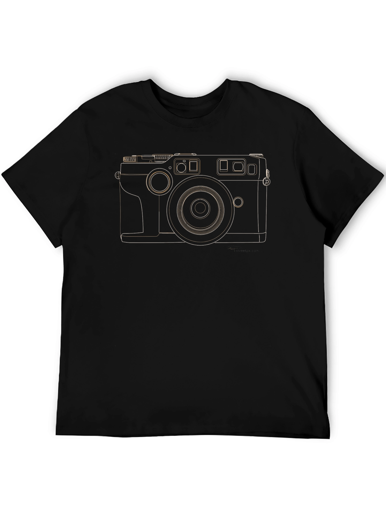 Black Retro Camera Outline Black T-Shirt view 5