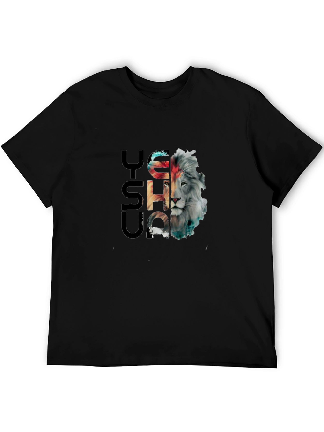 Black Yusha Lion Graphic Black Tee view 5