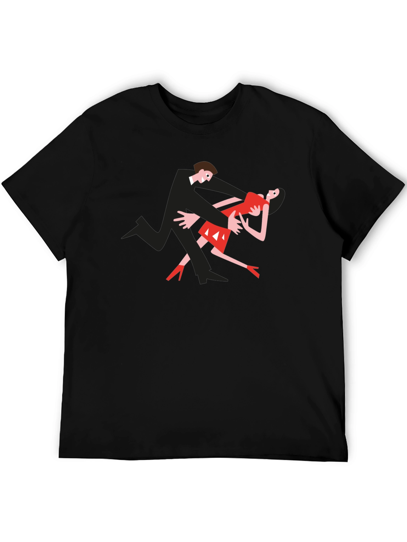 Black Dancing Couple Graphic Tee - Black Cotton T-Shirt view 5