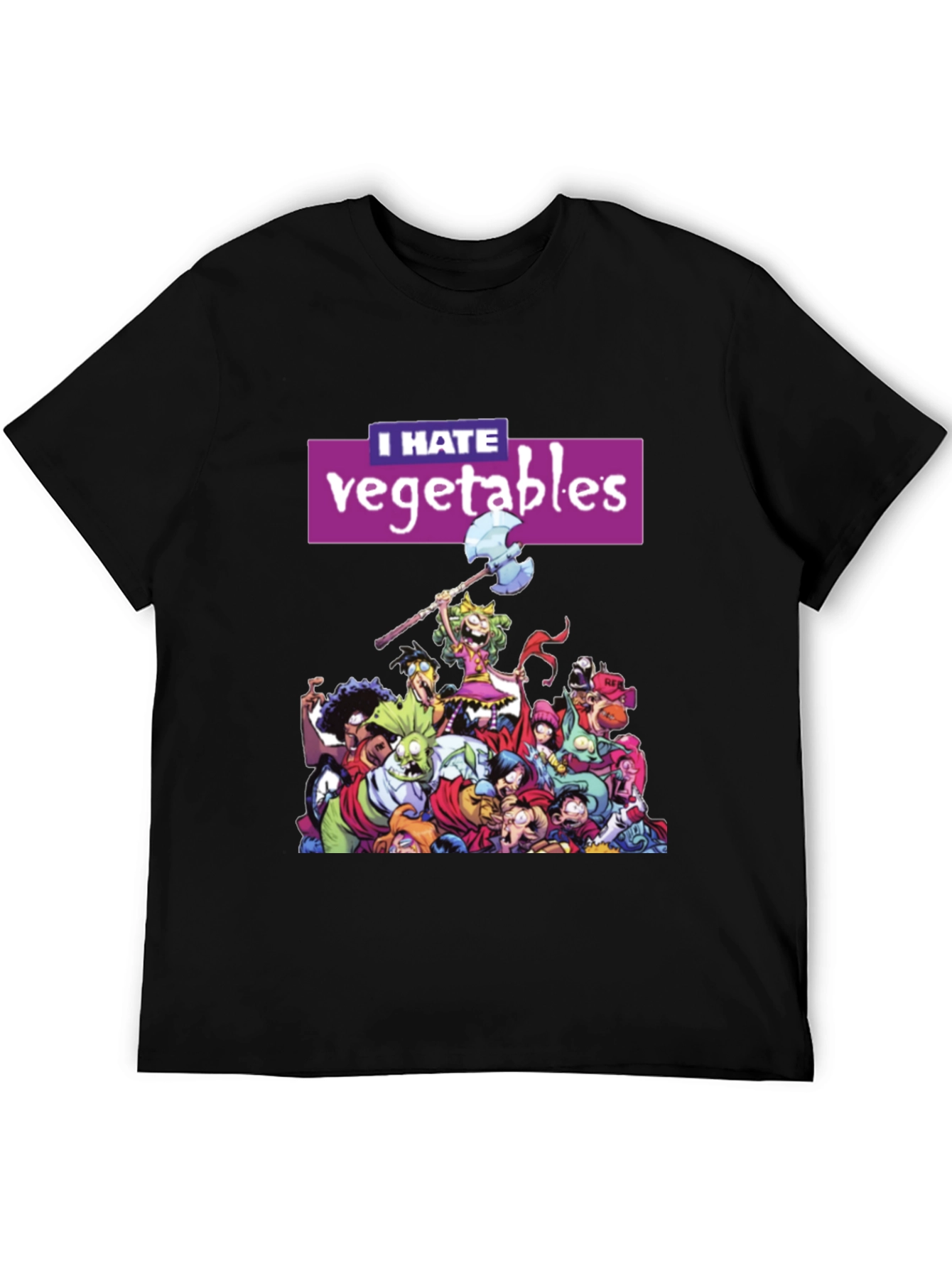 Black I Hate Vegetables Graphic T-Shirt view 5