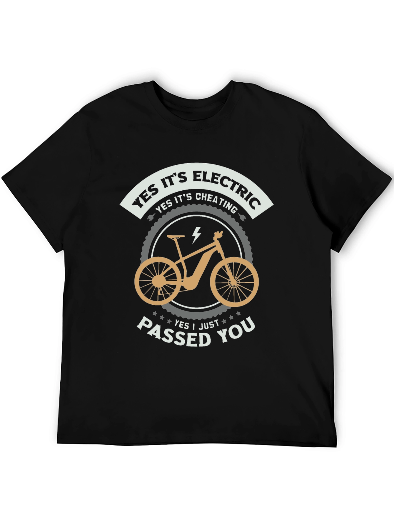 Black Electric Bike T-Shirt - Yes, It's Cheating view 5