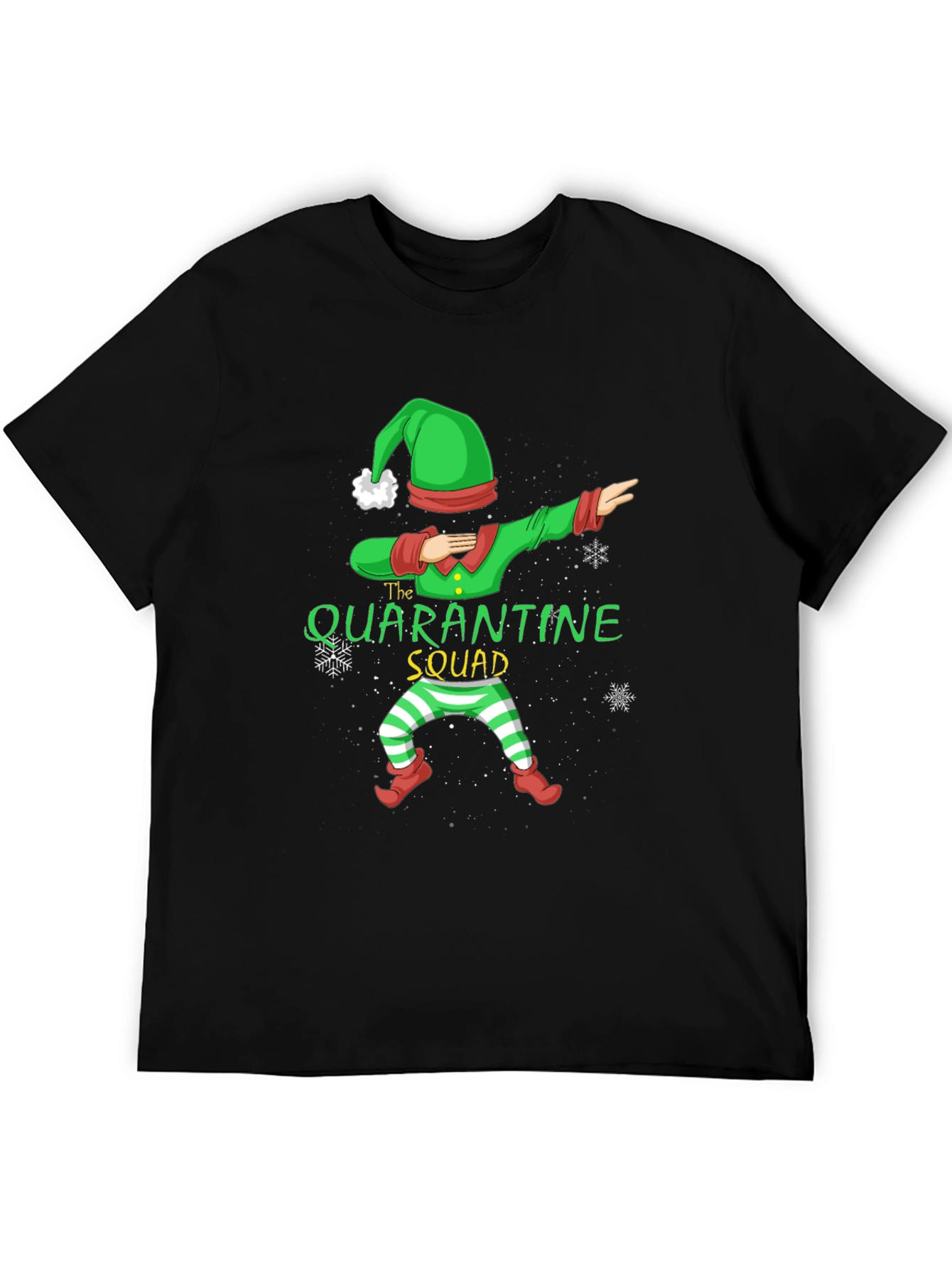 Black Quarantine Squad Elf T-Shirt - Holiday Fun view 5