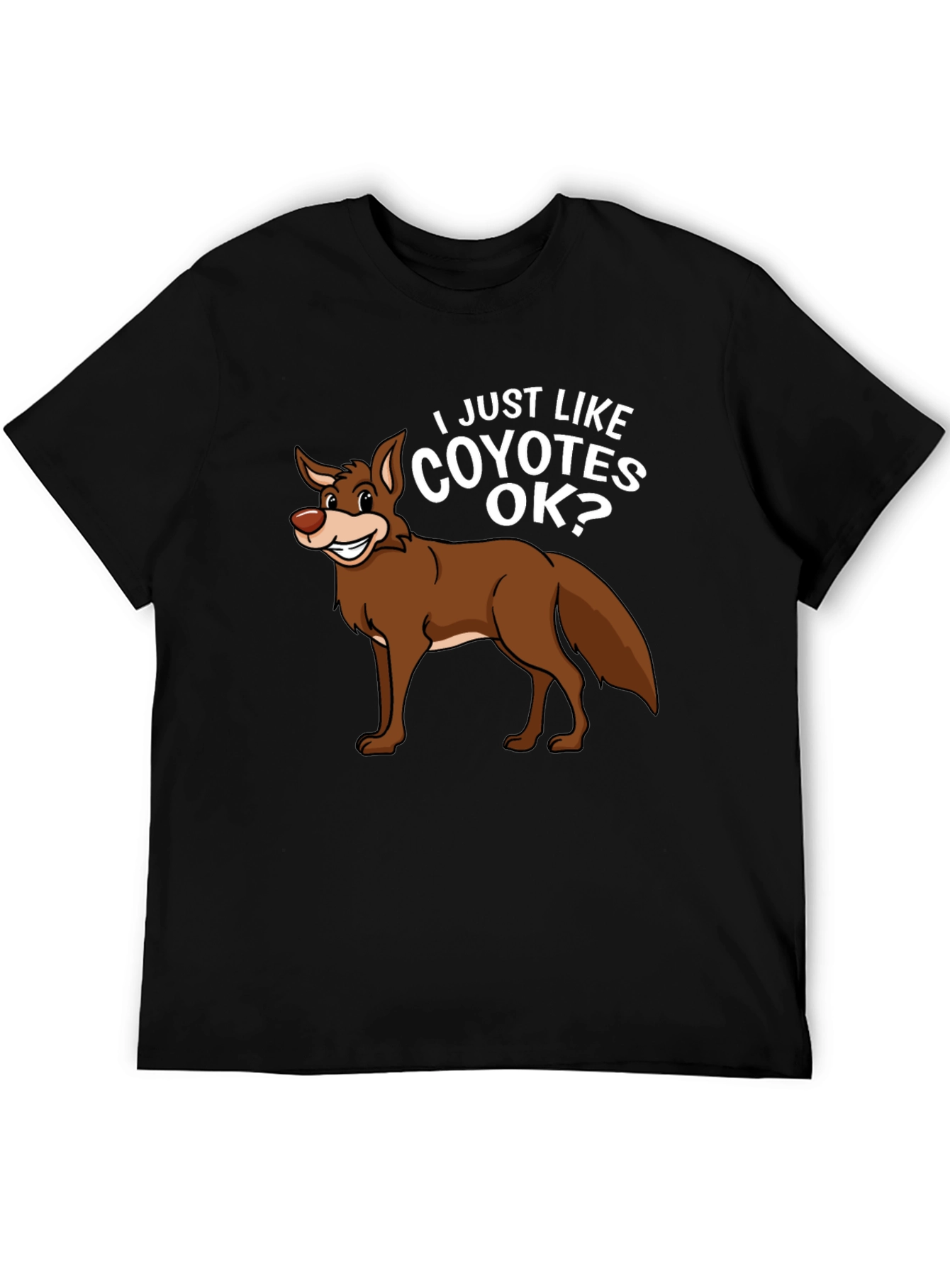 Black I Just Like Coyotes OK? Graphic T-Shirt view 5