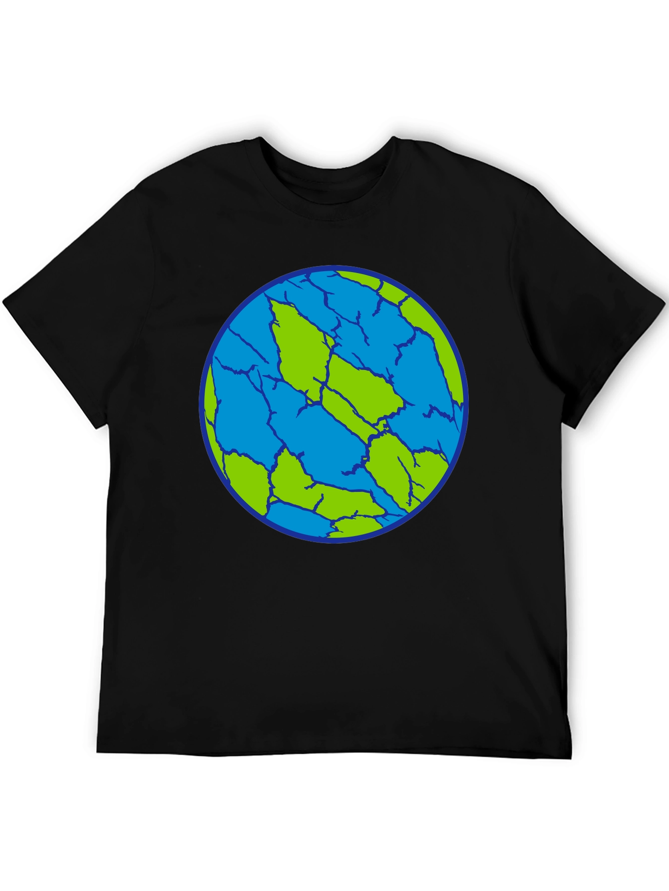 Black Cracked Earth T-Shirt - Unique Planet Design view 5