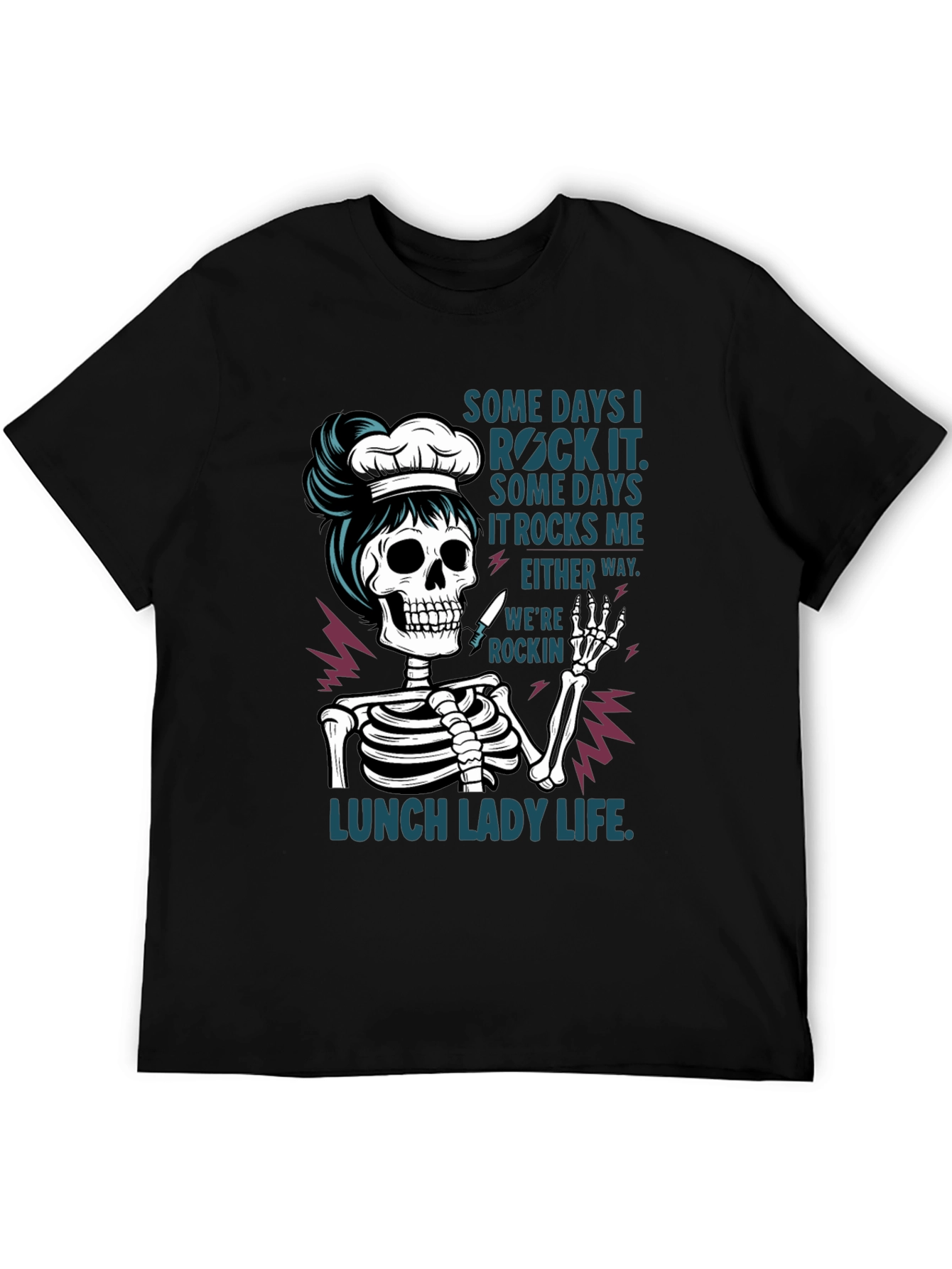 Black Lunch Lady Skeleton T-Shirt - Rockin' Life Tee view 5