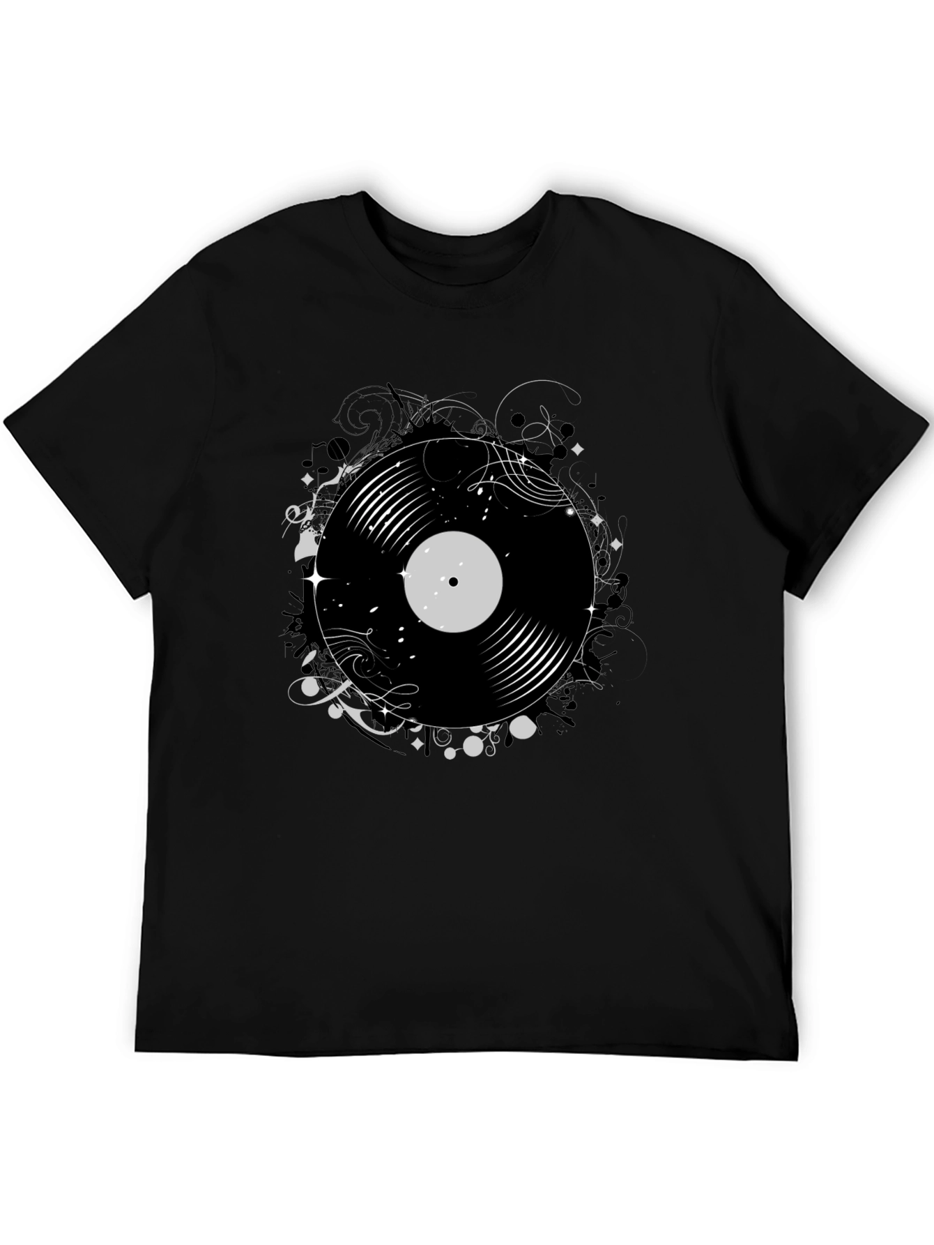 Black Vinyl Record Graphic Print Tee view 5