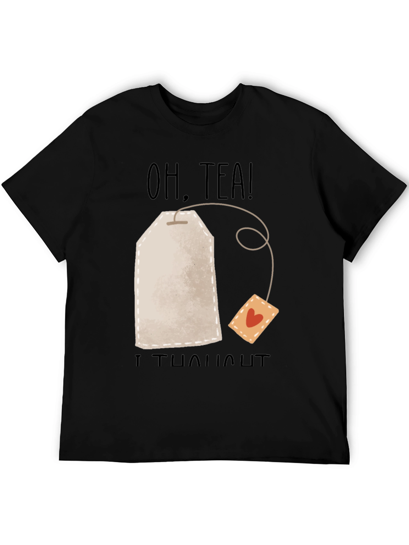 Black Oh, Tea! Humor Graphic Tee - Black Cotton T-Shirt view 5