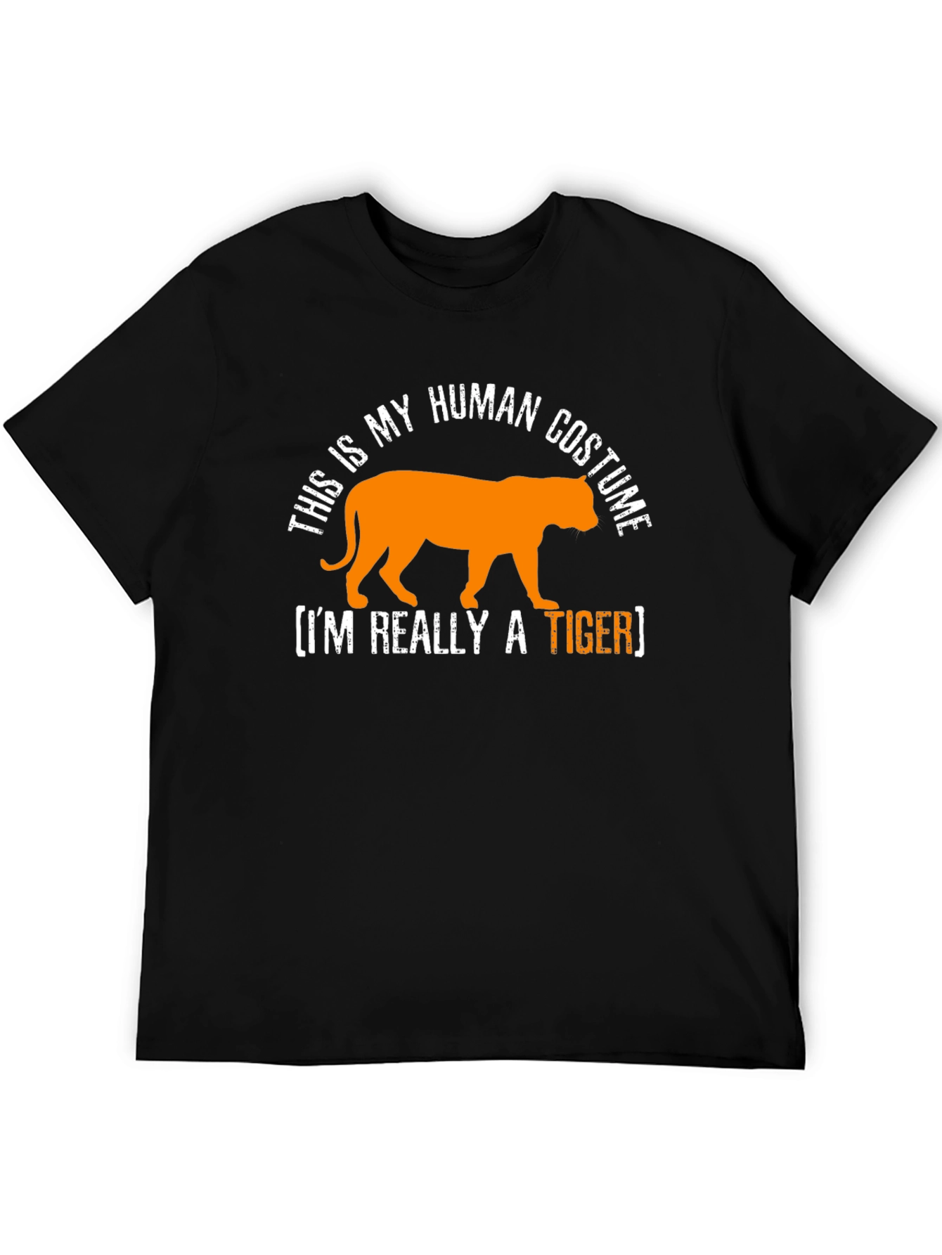 Black Human Costume Funny Tiger Graphic Tee view 5