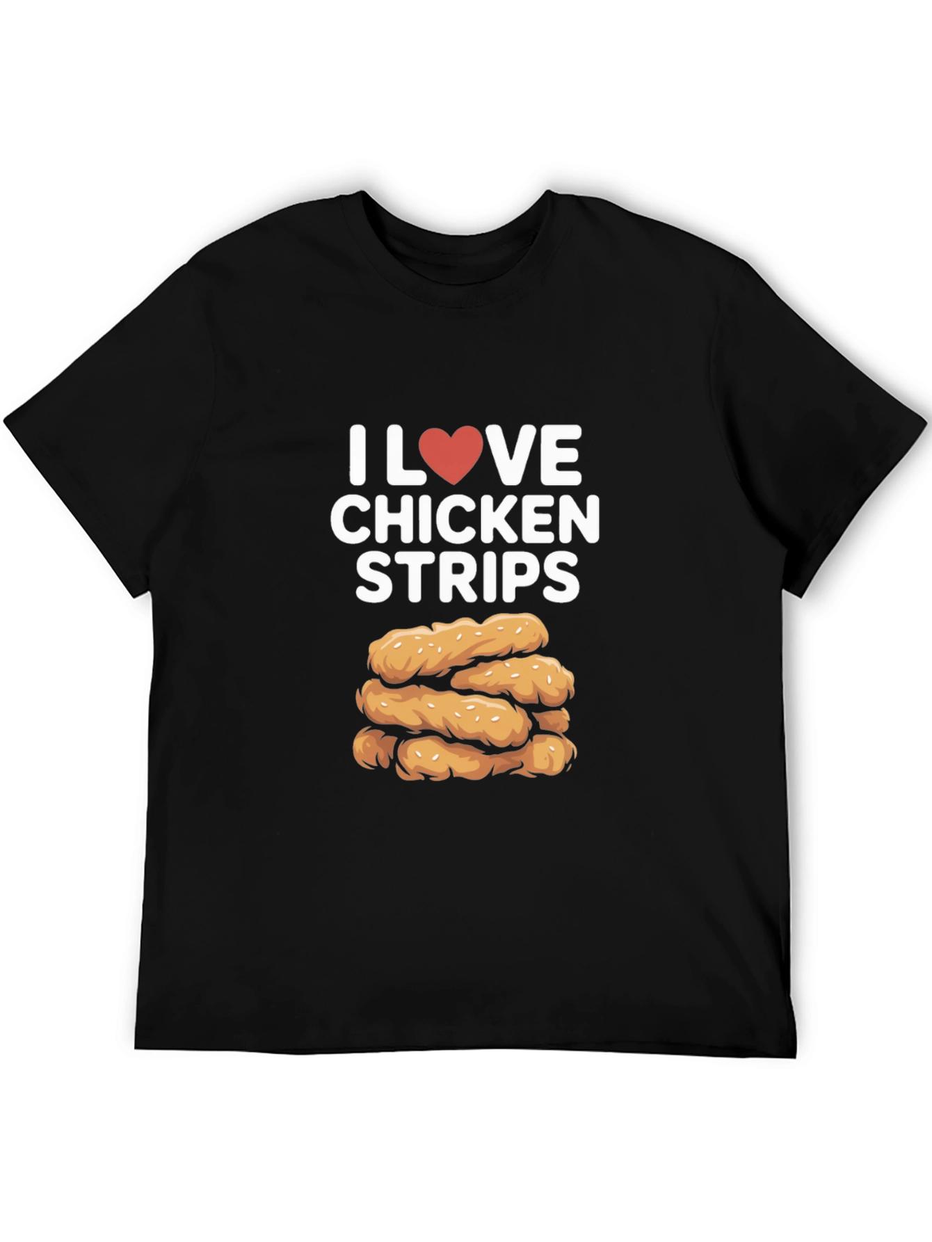 Black I Love Chicken Strips Black T-Shirt view 5