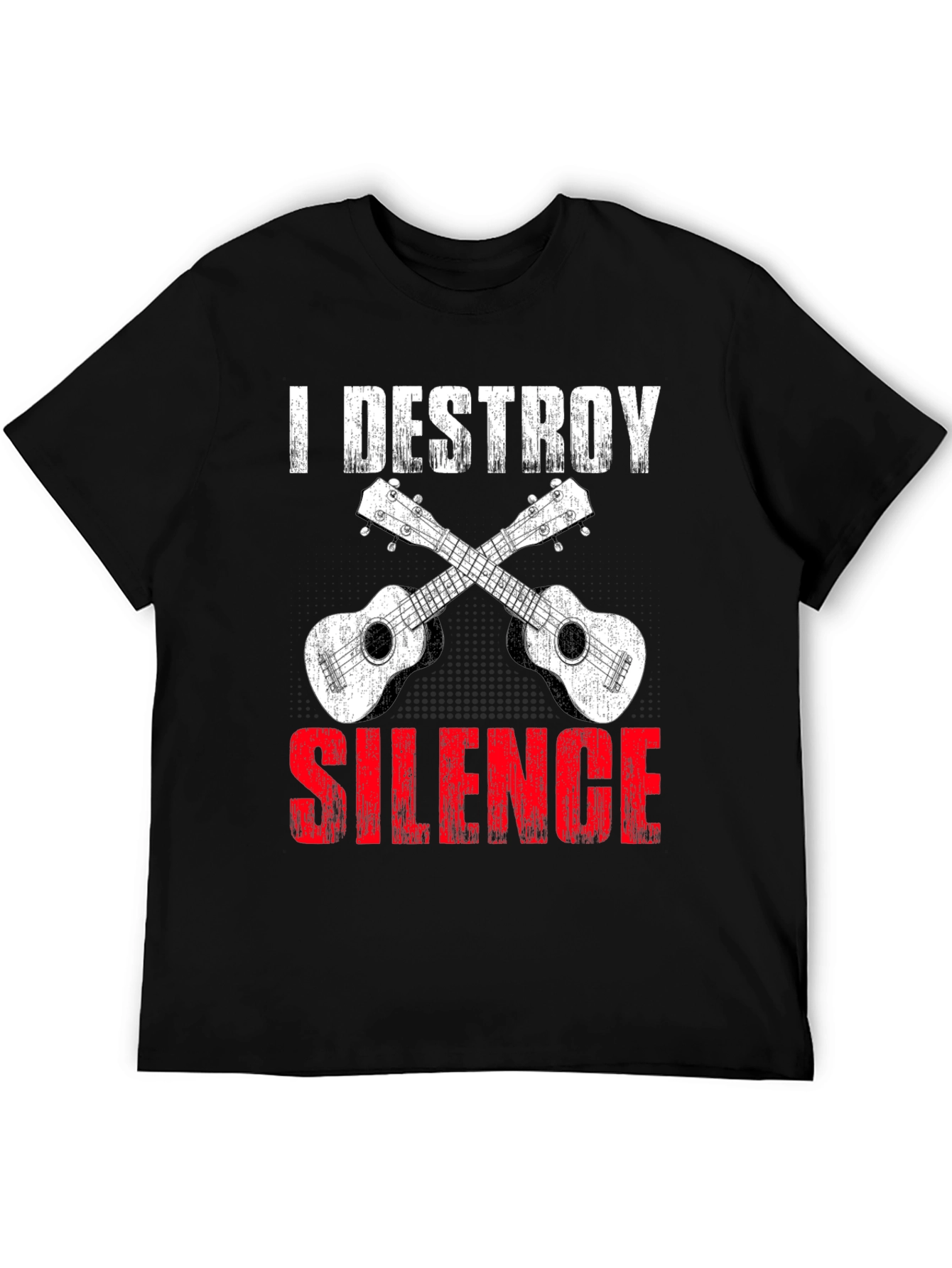 Black I Destroy Silence Ukulele T-Shirt view 5